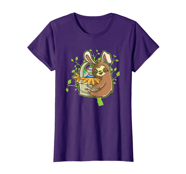 Kids Sloth Easter Bunny Ears T Shirt | Gift Idea Girl &amp; Boy