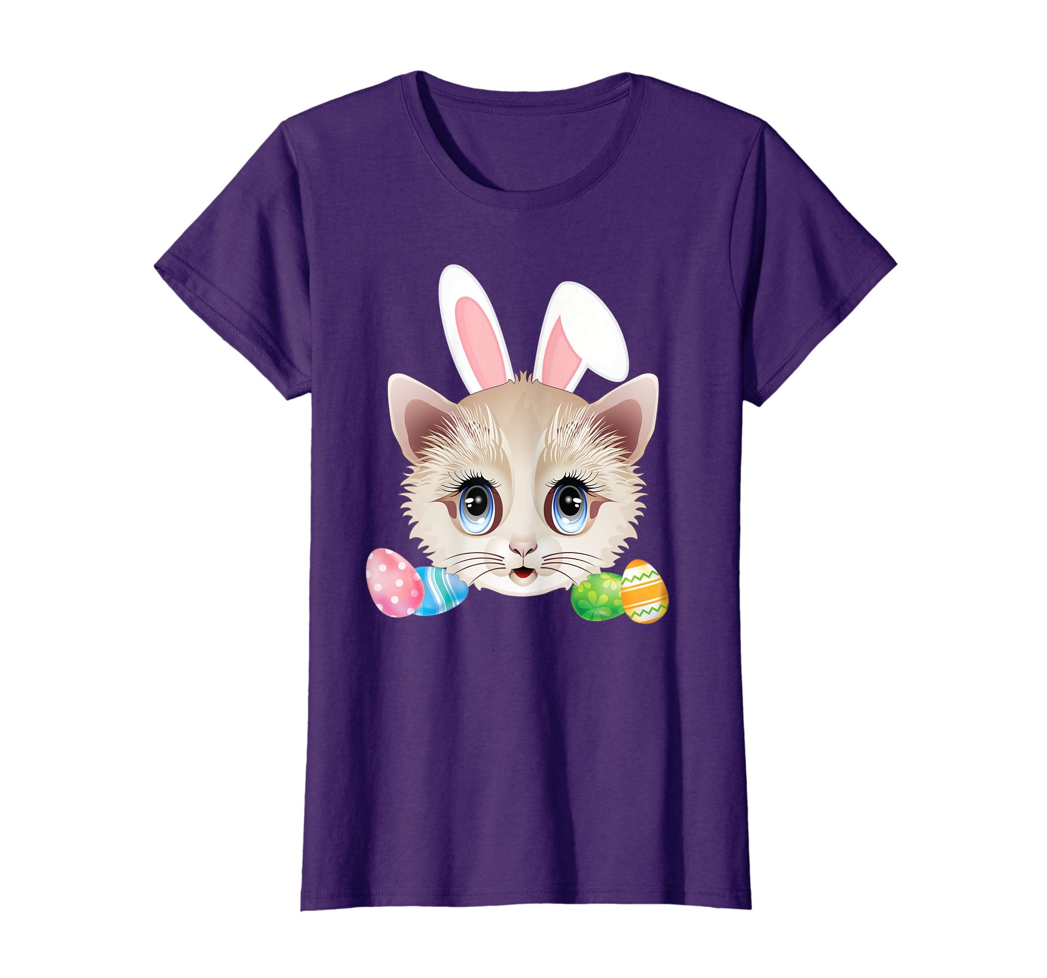 Cute Bunny Cat Face Easter Day Kitten Lovers T-Shirt Egg