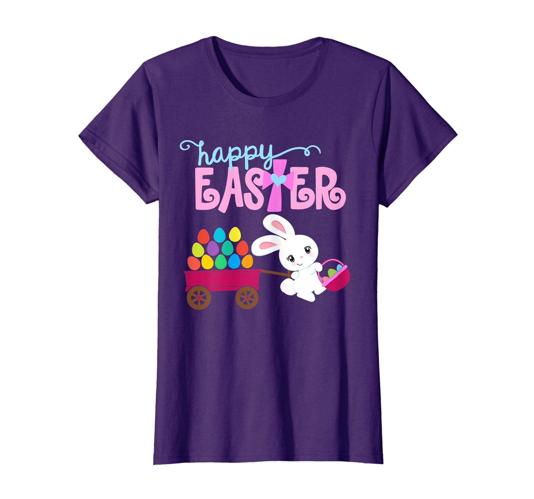 HAPPY EASTER Bunny Egg Hunt Christian Shirt Girls Women Kids