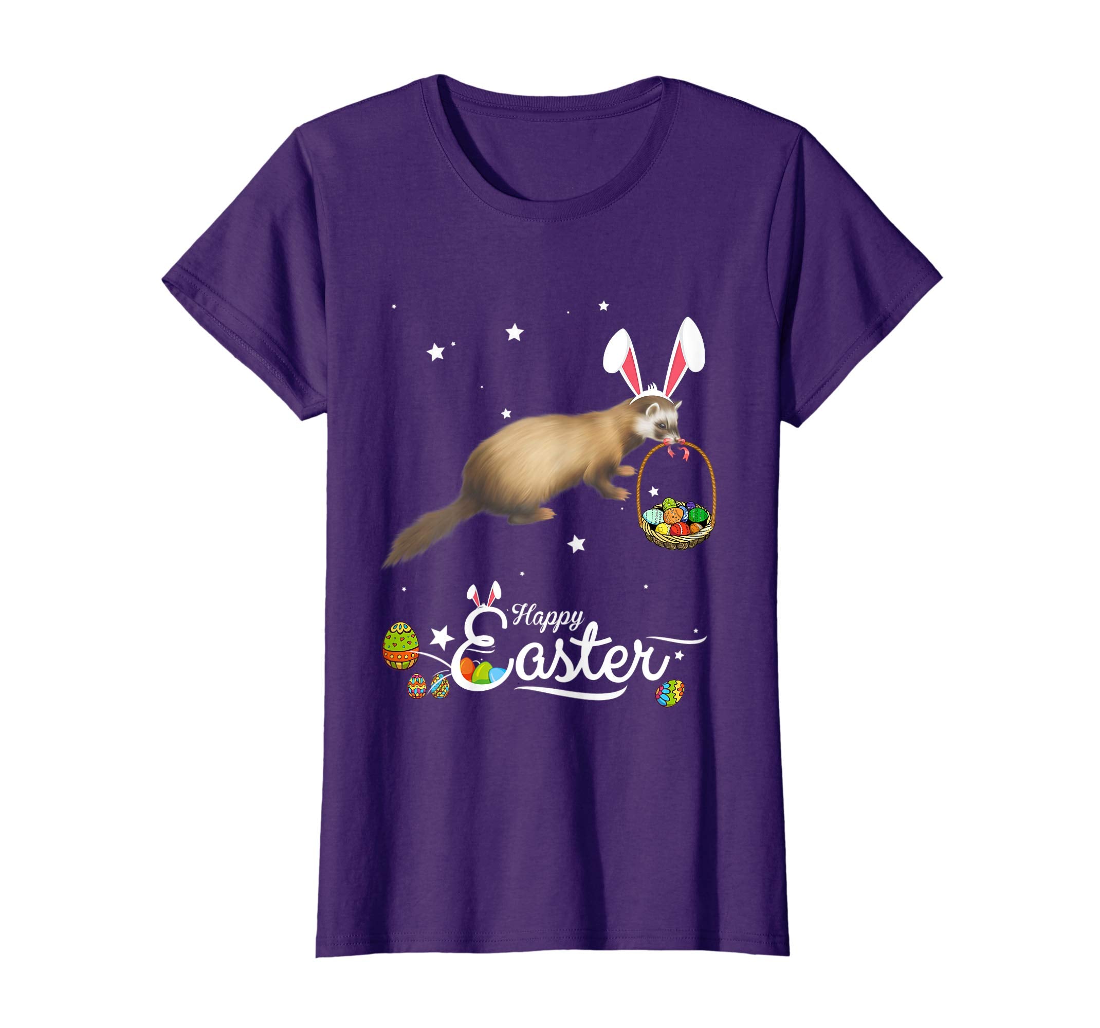 Cute Easter Ferret with Bunny Ears and Eggs T Shirt