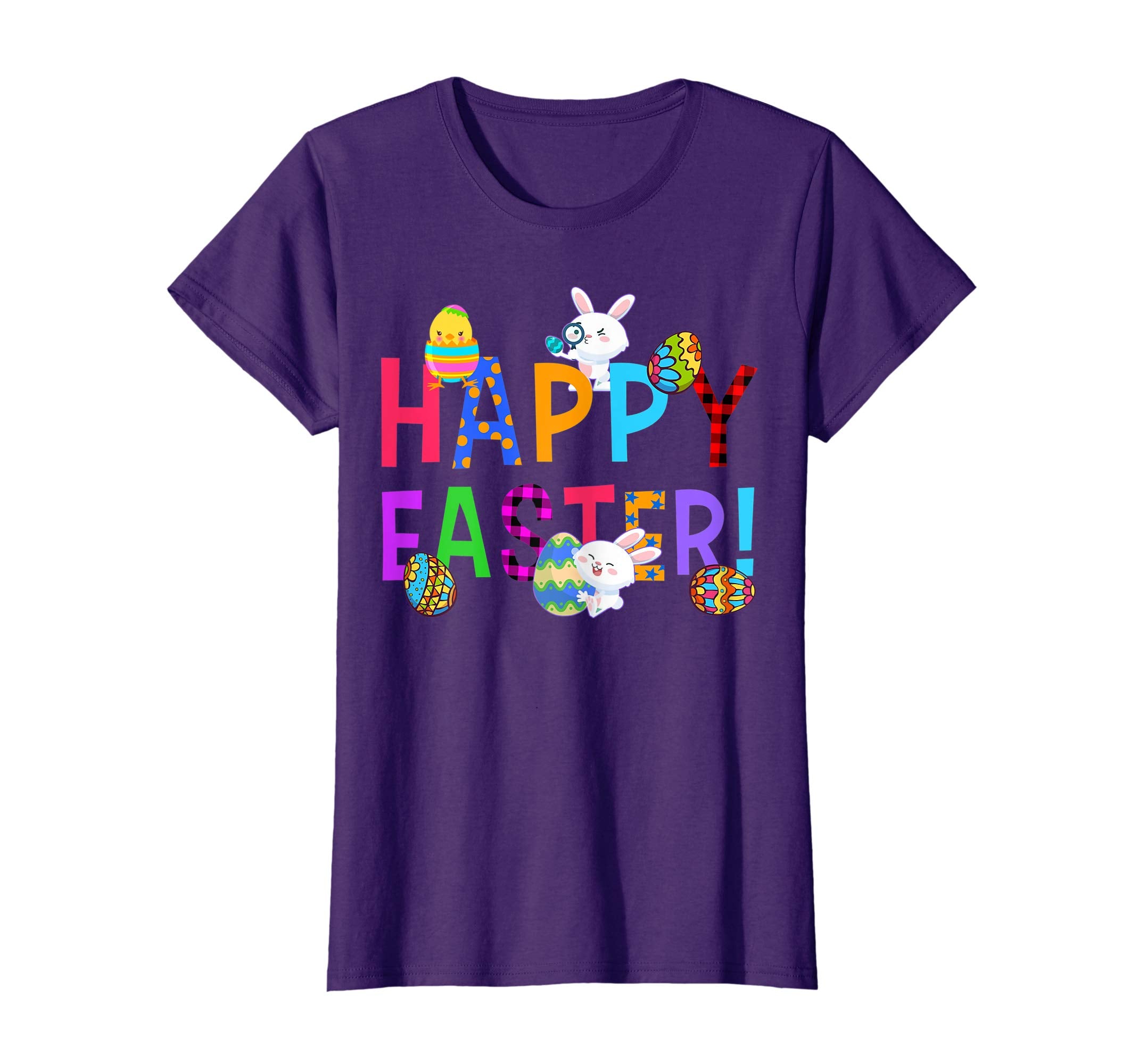 Cute Bunny with Eggs Happy Easter T shirt for Men Women Kids