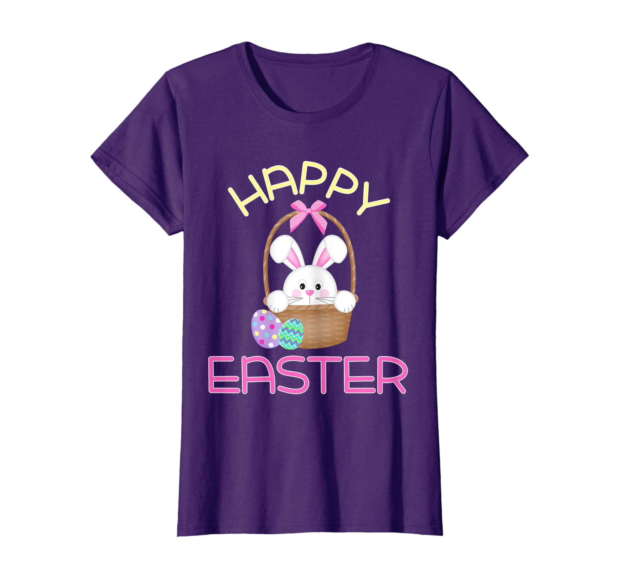 Happy Easter Shirt Bunny in Basket &amp; Eggs Easter Gift