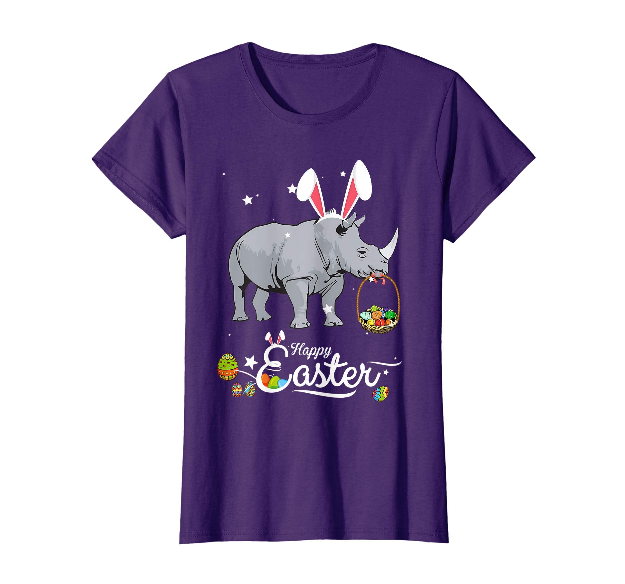 Cute Easter Rhino with Bunny Ears and Eggs T Shirt