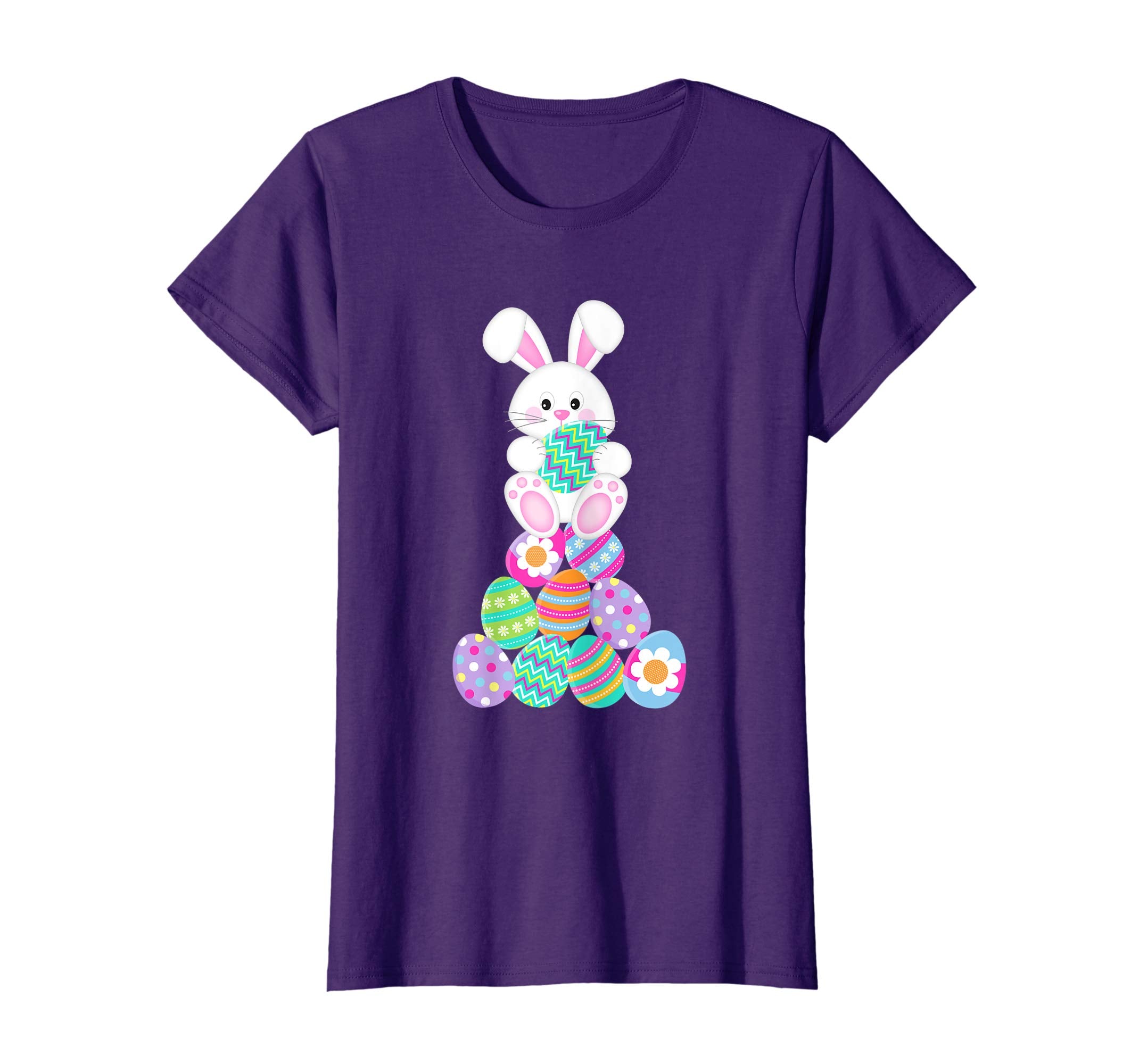 Happy Easter Shirt Cute Bunny &amp; Colorful Eggs Easter Gift