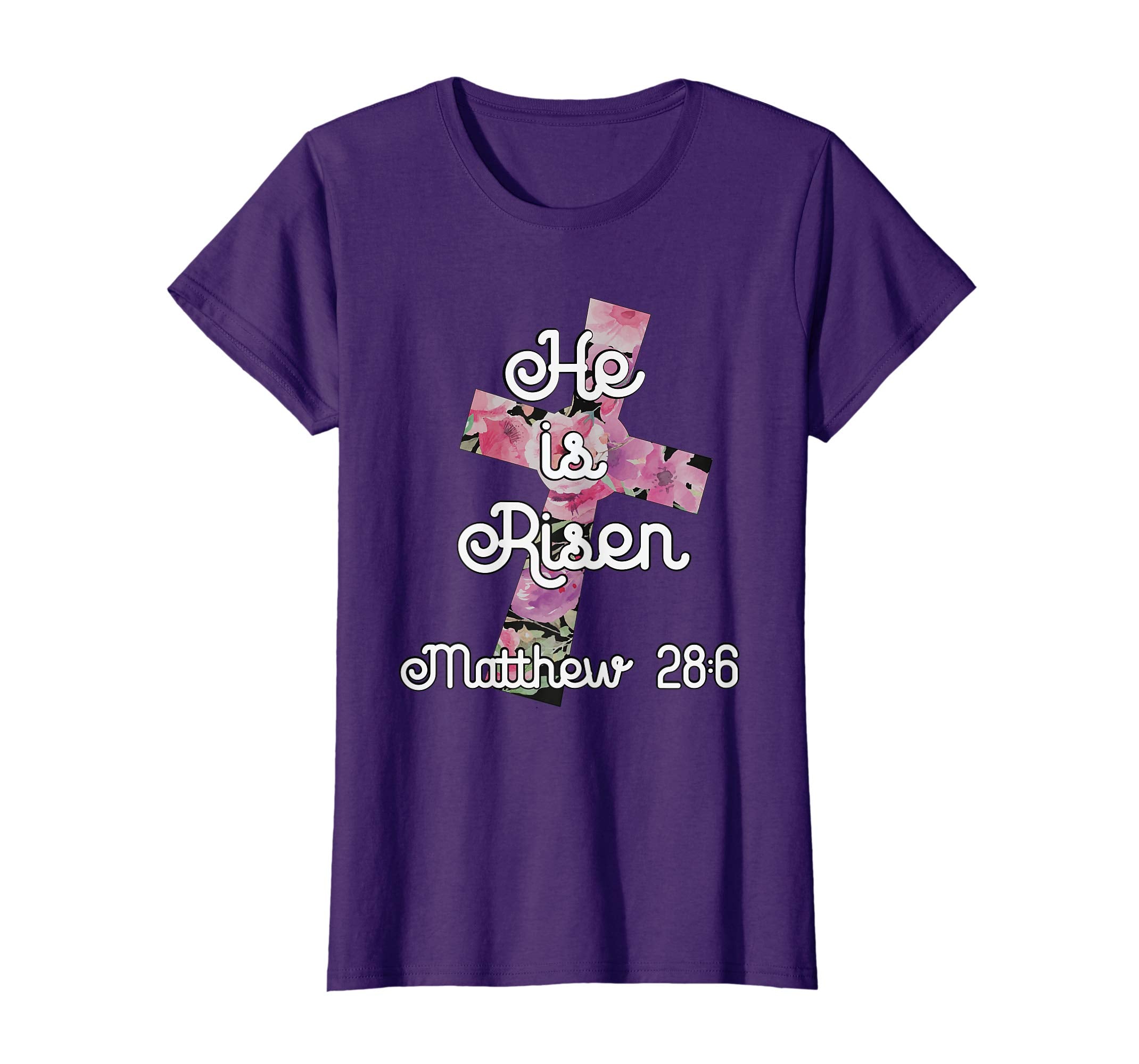 Easter TShirt Christian He is Risen Floral Cross Adults Kids