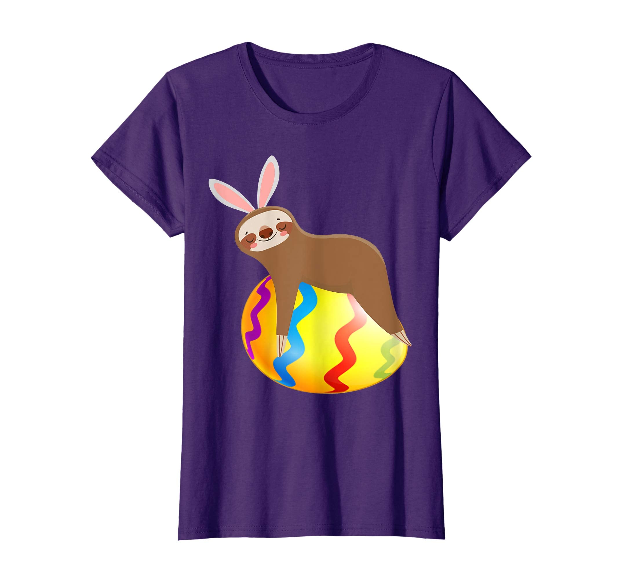 Funny Sloth Easter Day Bunny Ear Egg Easter Shirt Boys Girls