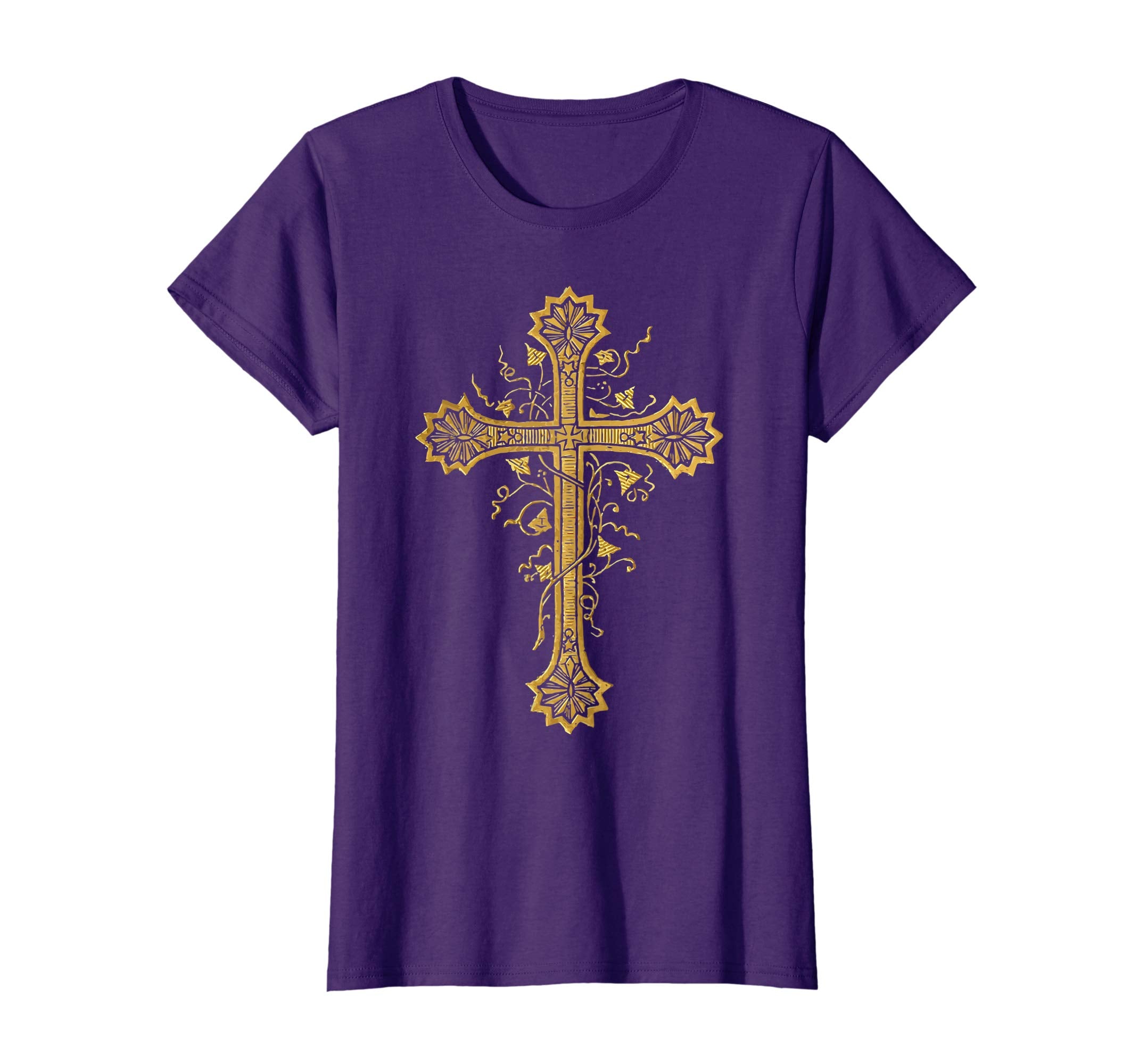 Gold Cross Vintage Catholic Art Easter Gifts Shirts