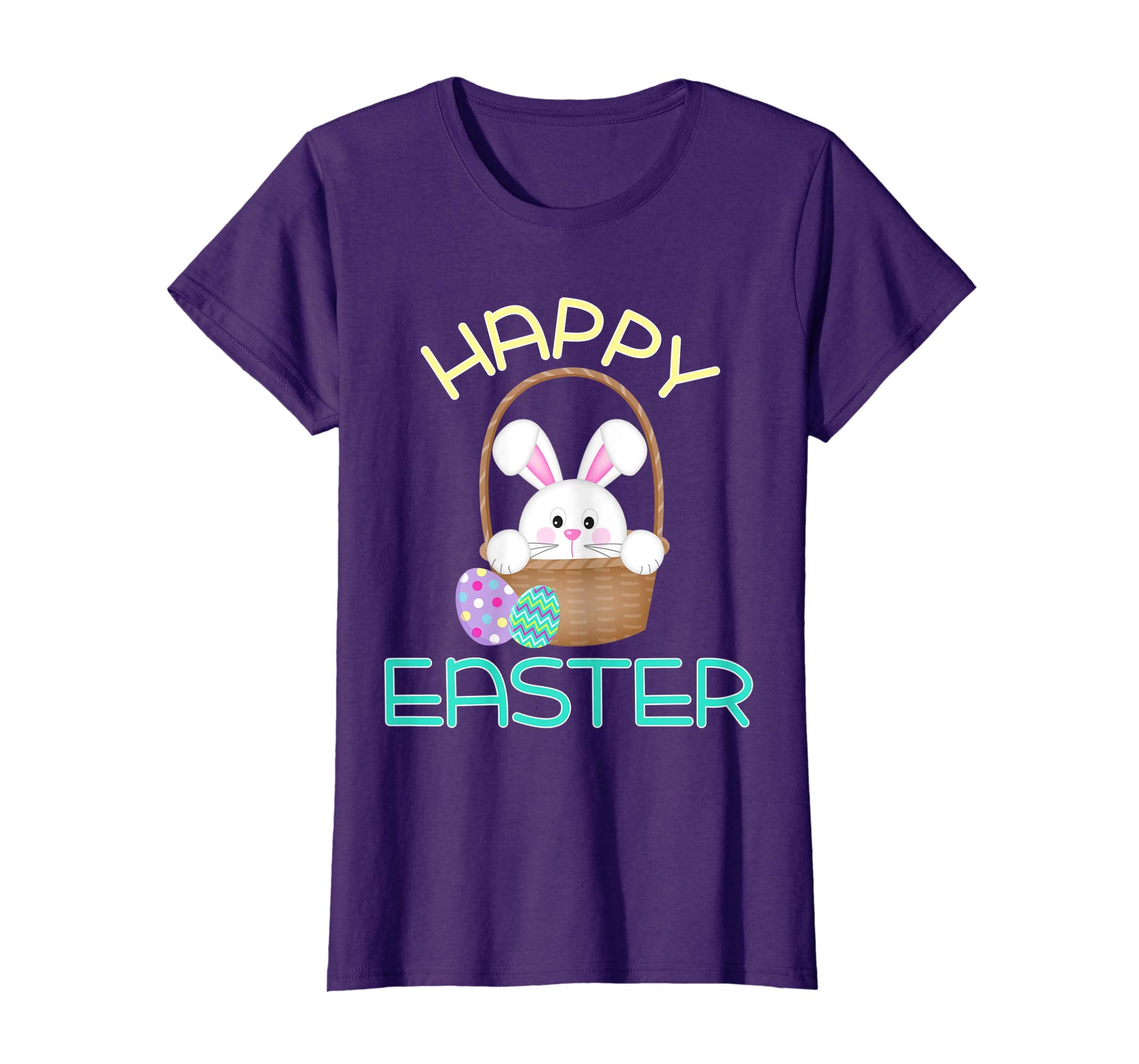 Happy Easter Shirt Bunny in Basket &amp; Eggs Easter Gift