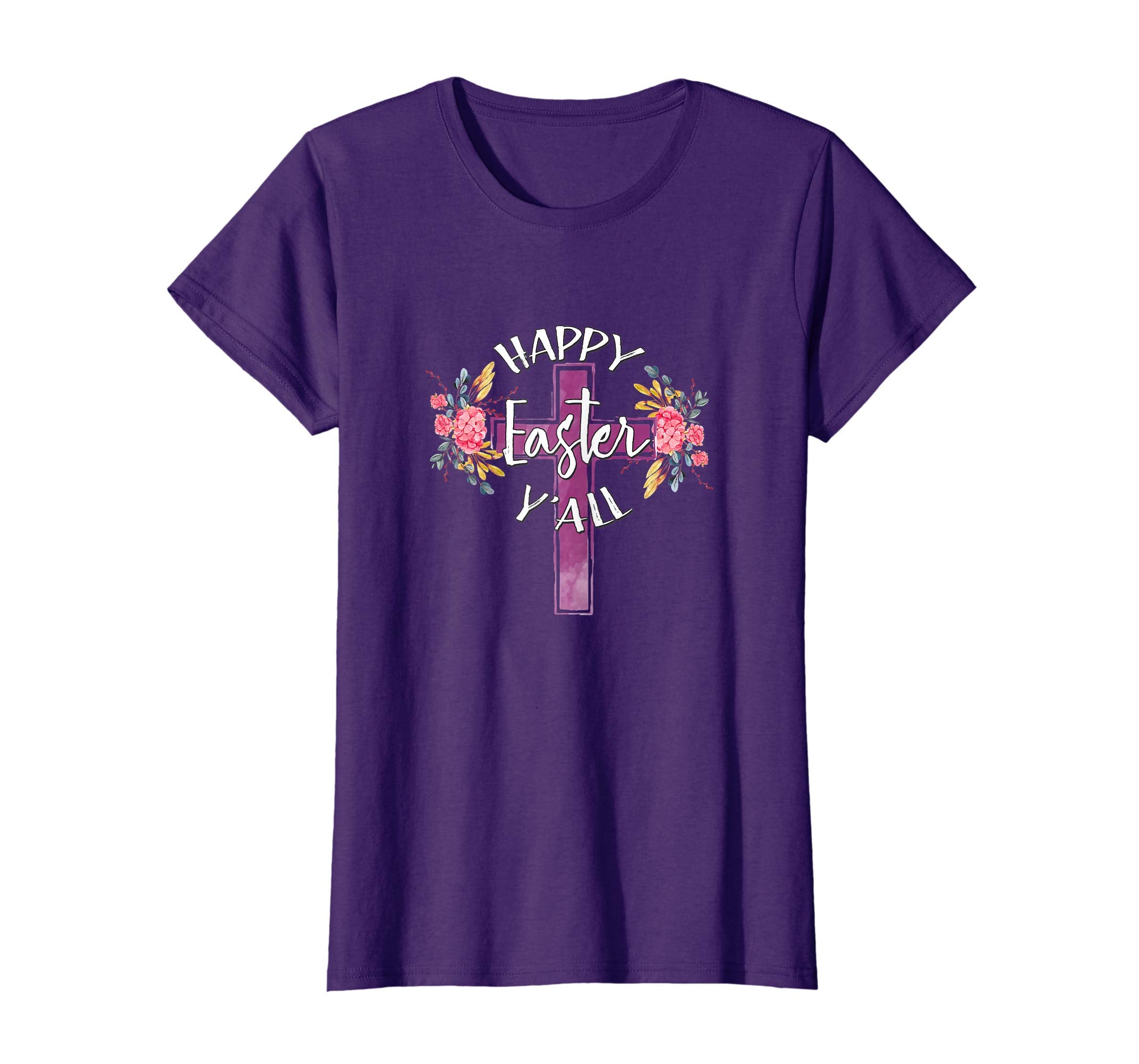 Happy Easter Y'all Flower Cross Southern Christian T-Shirt