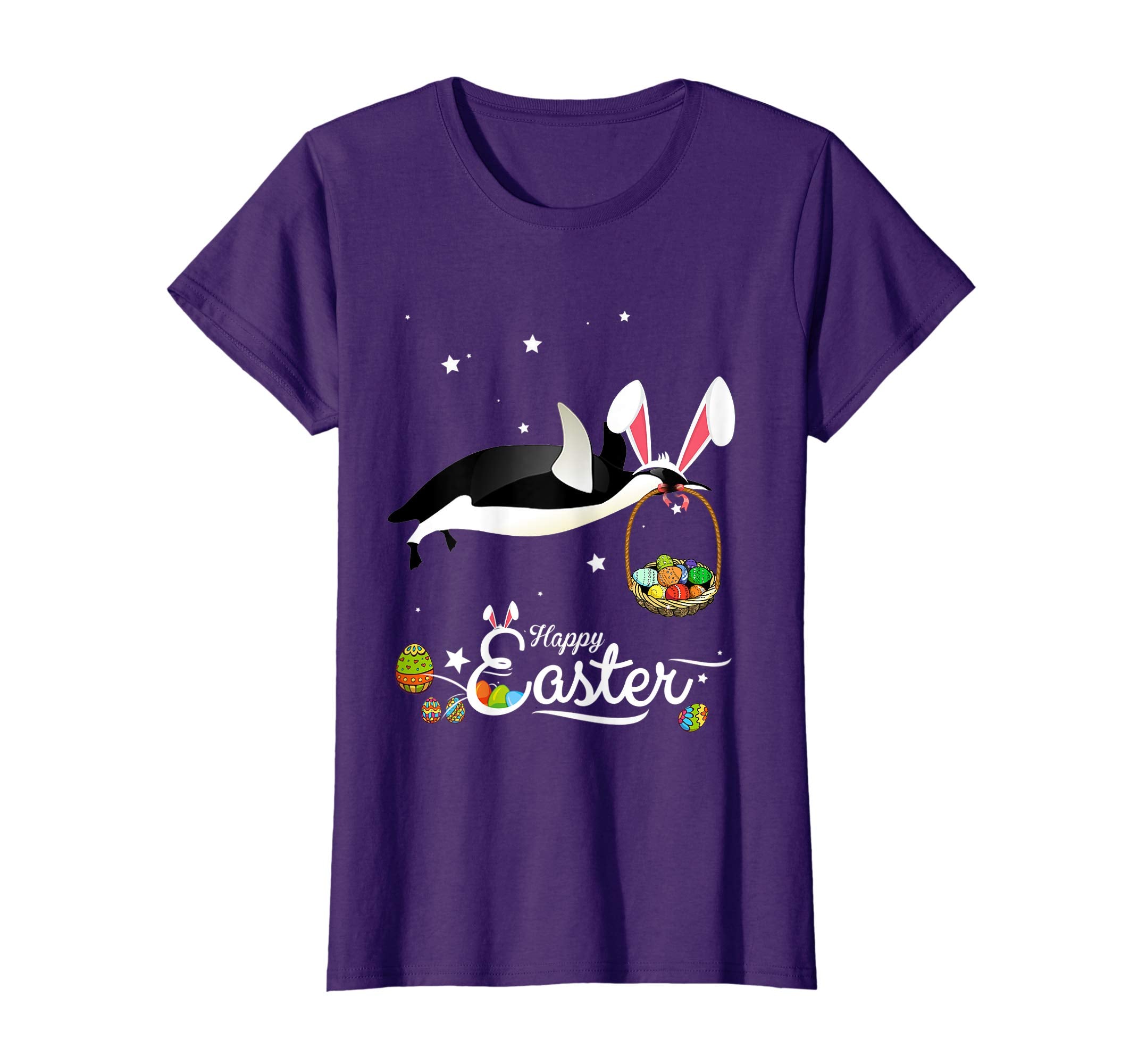 Cute Easter Penguin with Bunny Ears and Eggs T Shirt