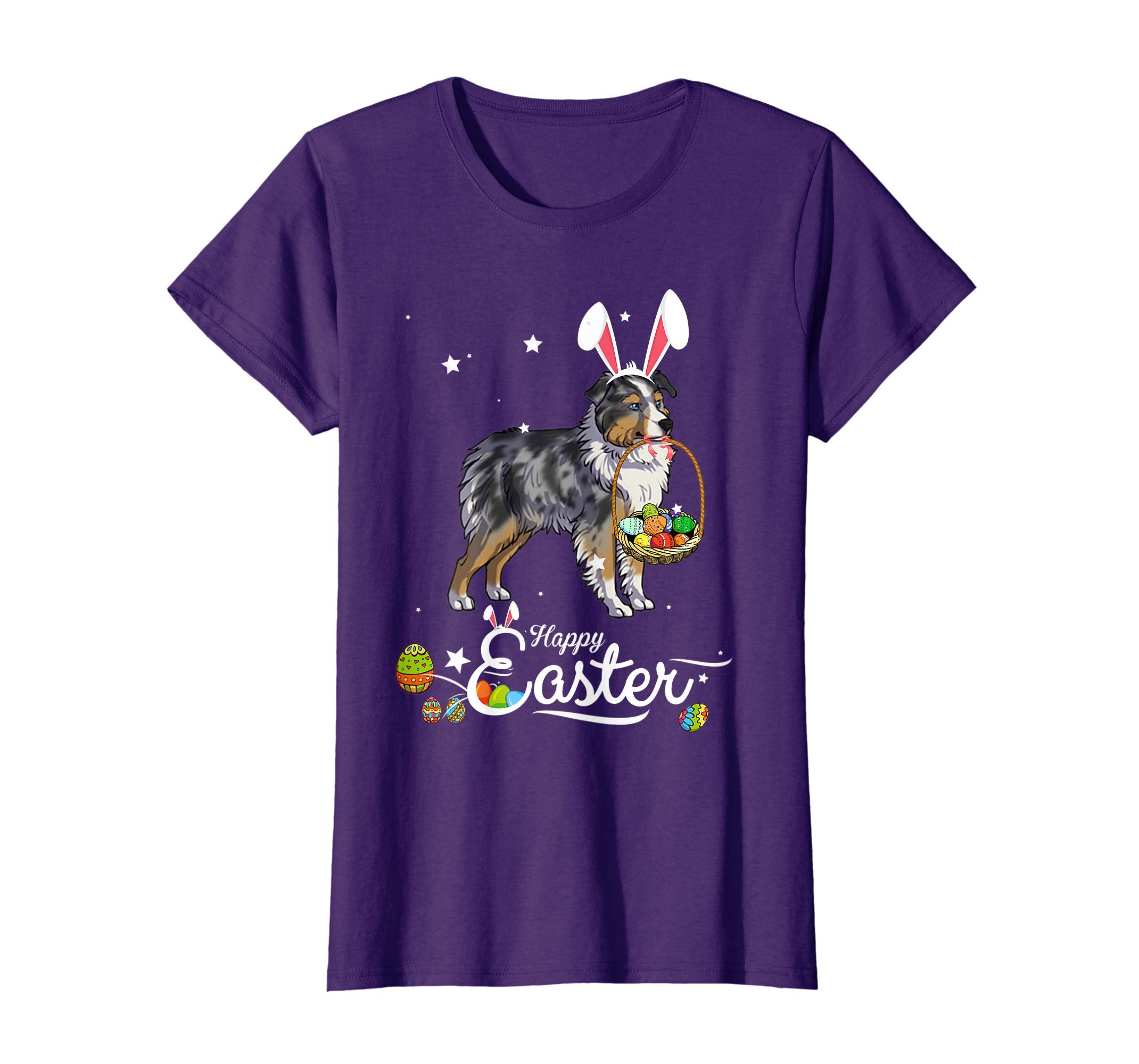 Miniature Shepherd Dog With Bunny Hat Easter Costume T Shirt