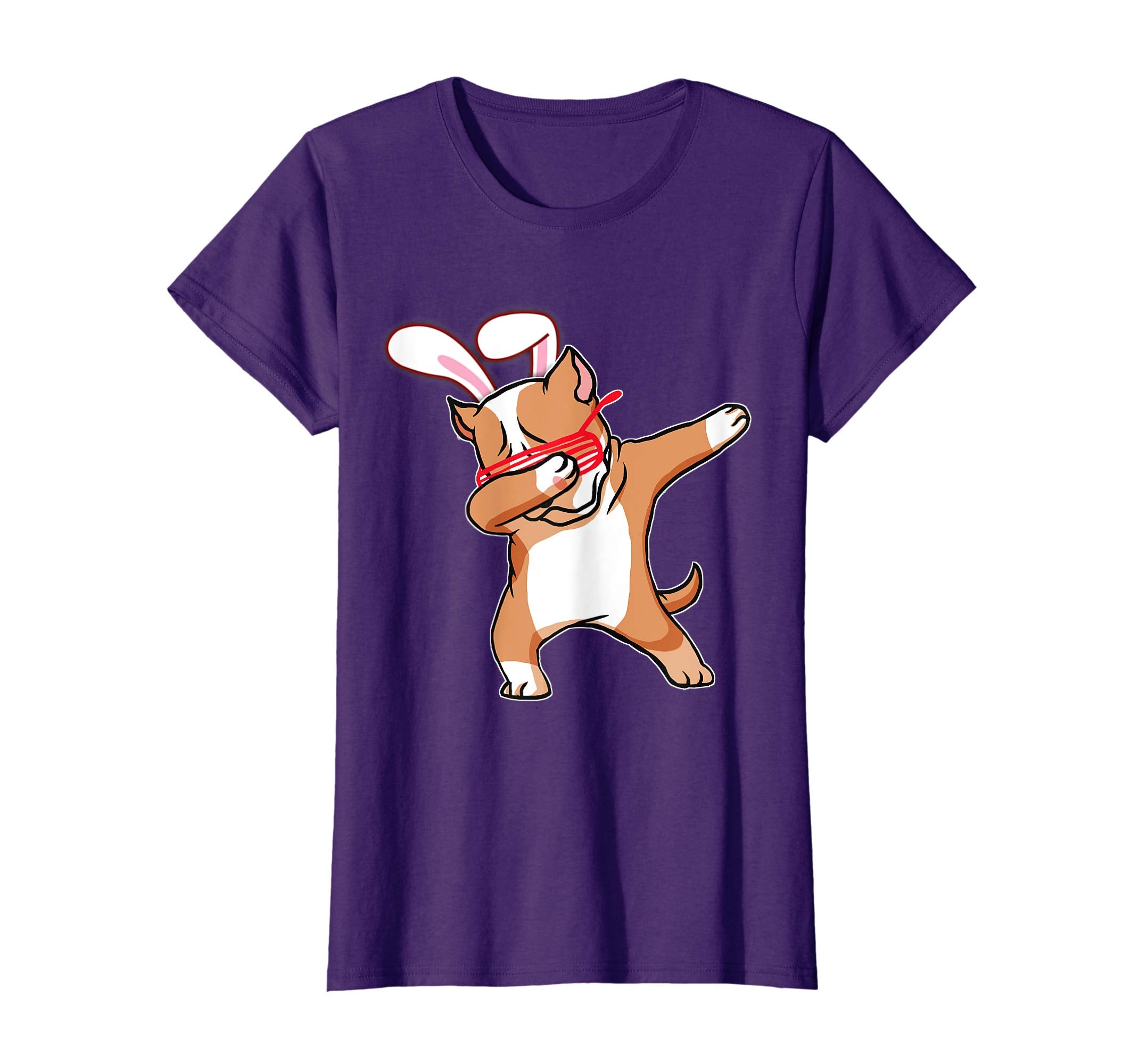 Easter Bunny Dabbing Pitbull Dog Tshirt Rabbit Ears Gift