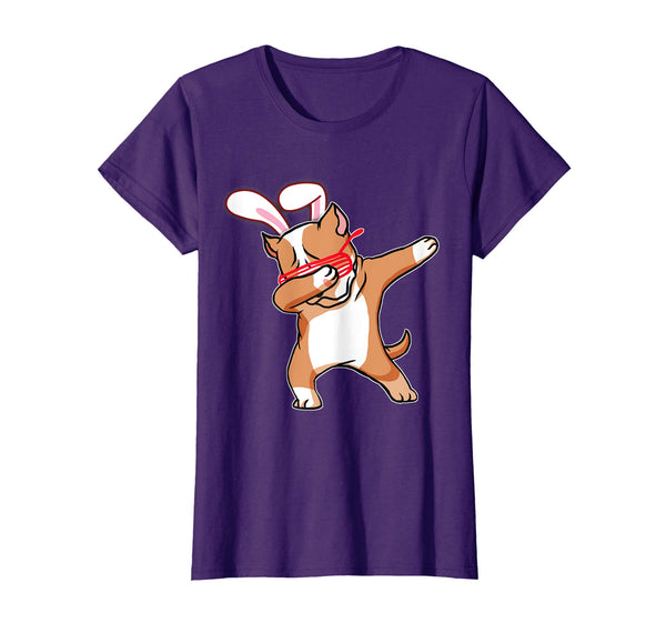 Easter Bunny Dabbing Pitbull Dog Tshirt Rabbit Ears Gift
