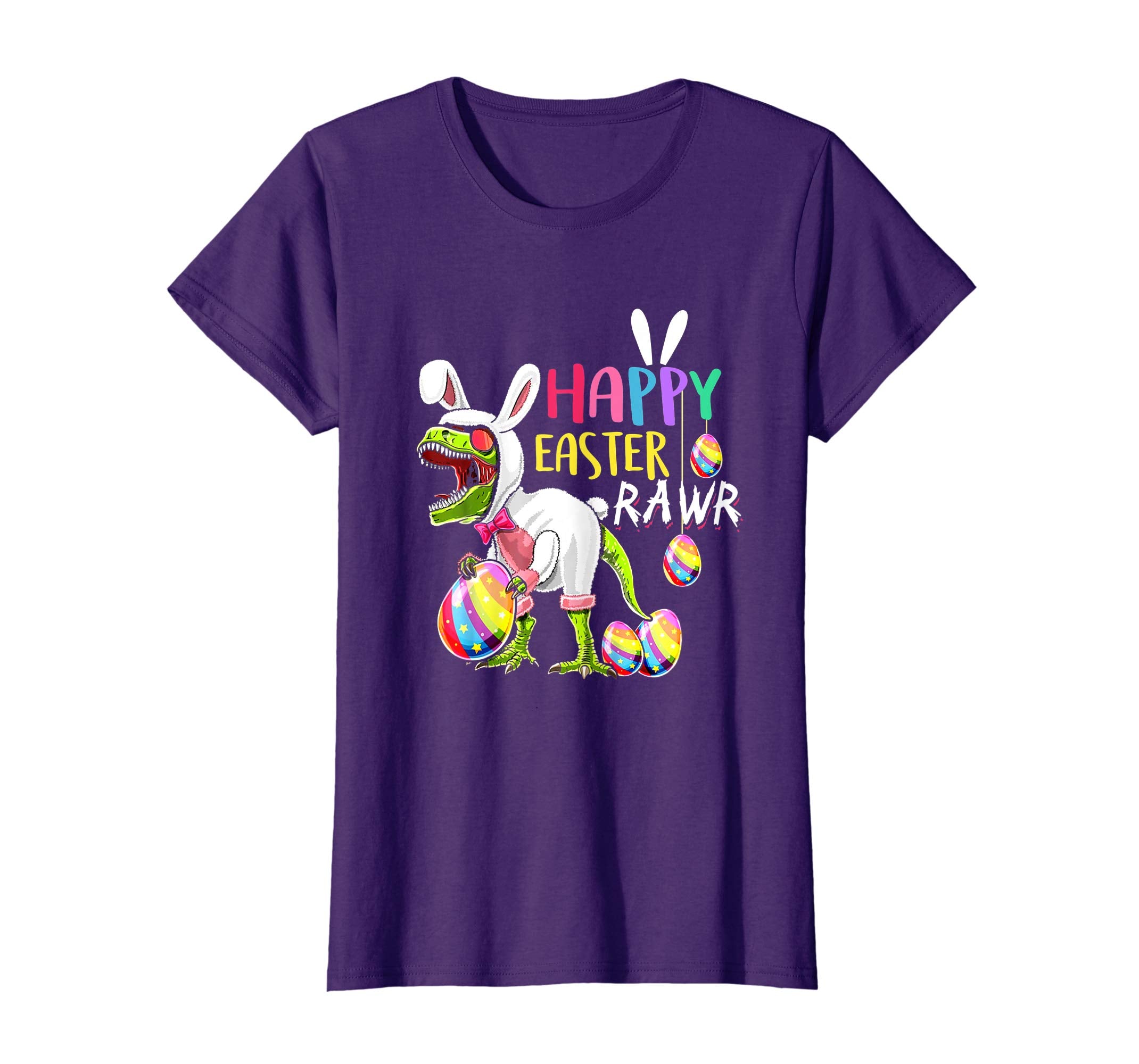 Happy Easter T Rex Dinosaur Easter Bunny Egg Shirt Kids