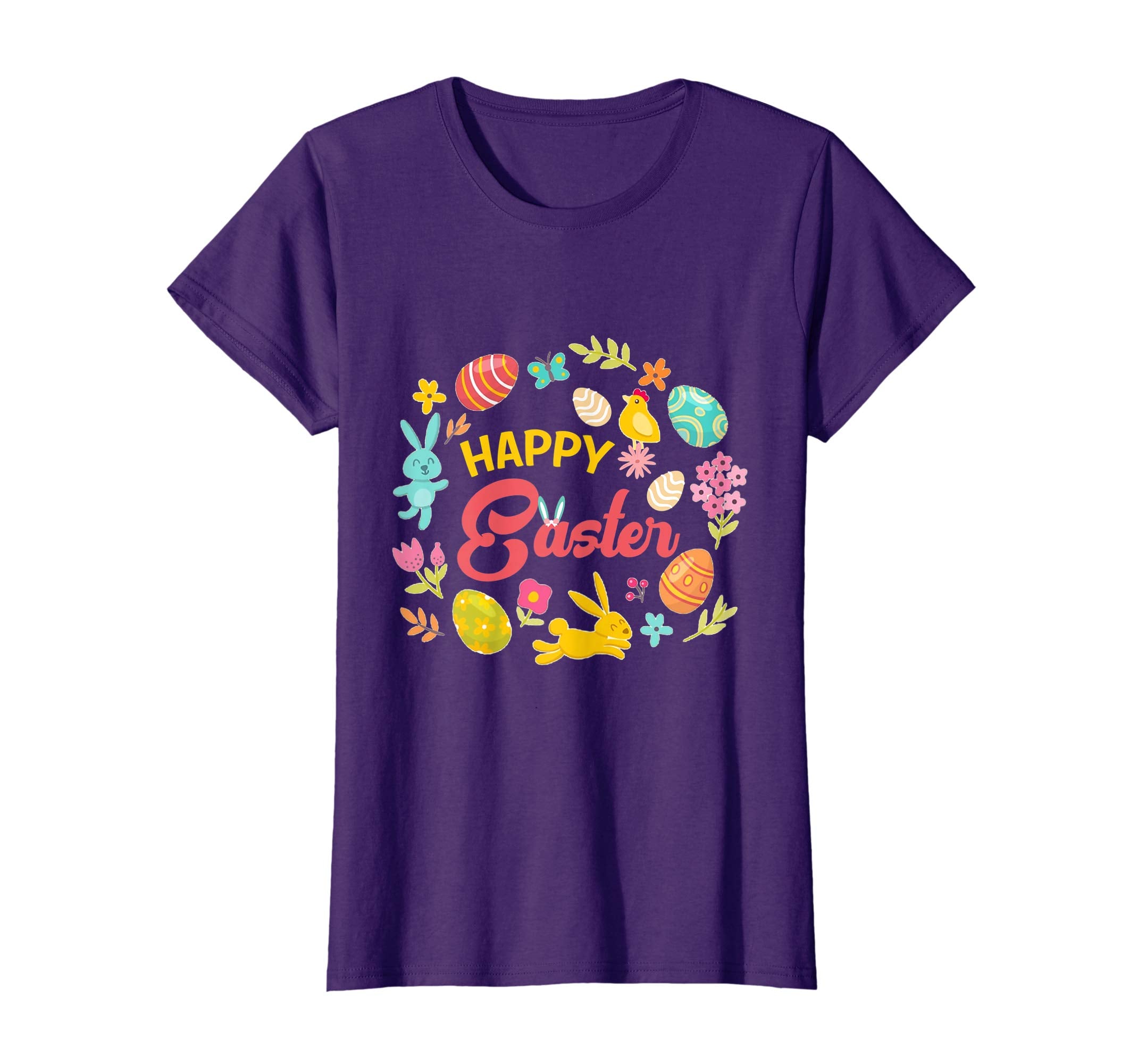 Happy Easter Bunny Tee T-Shirt With Easter Eggs Tee
