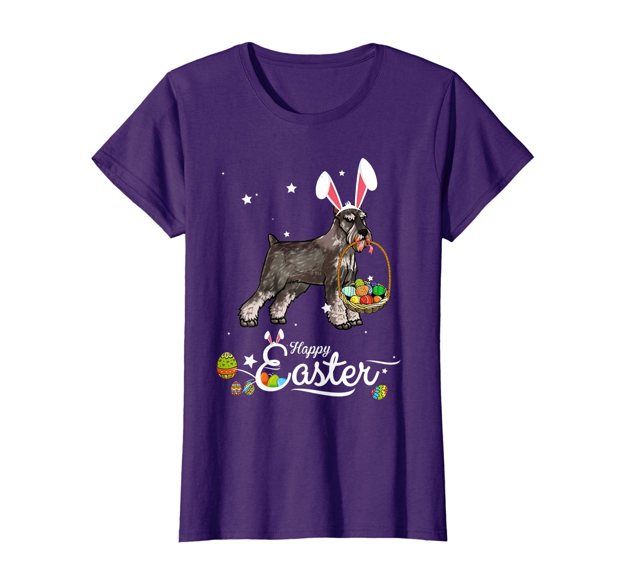 Standard Schnauzer Dog With Bunny Hat Easter Costume T Shirt