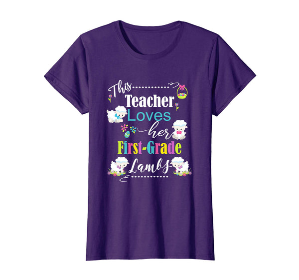 First Grade Teacher Easter School Shirt Cute Love My Lambs