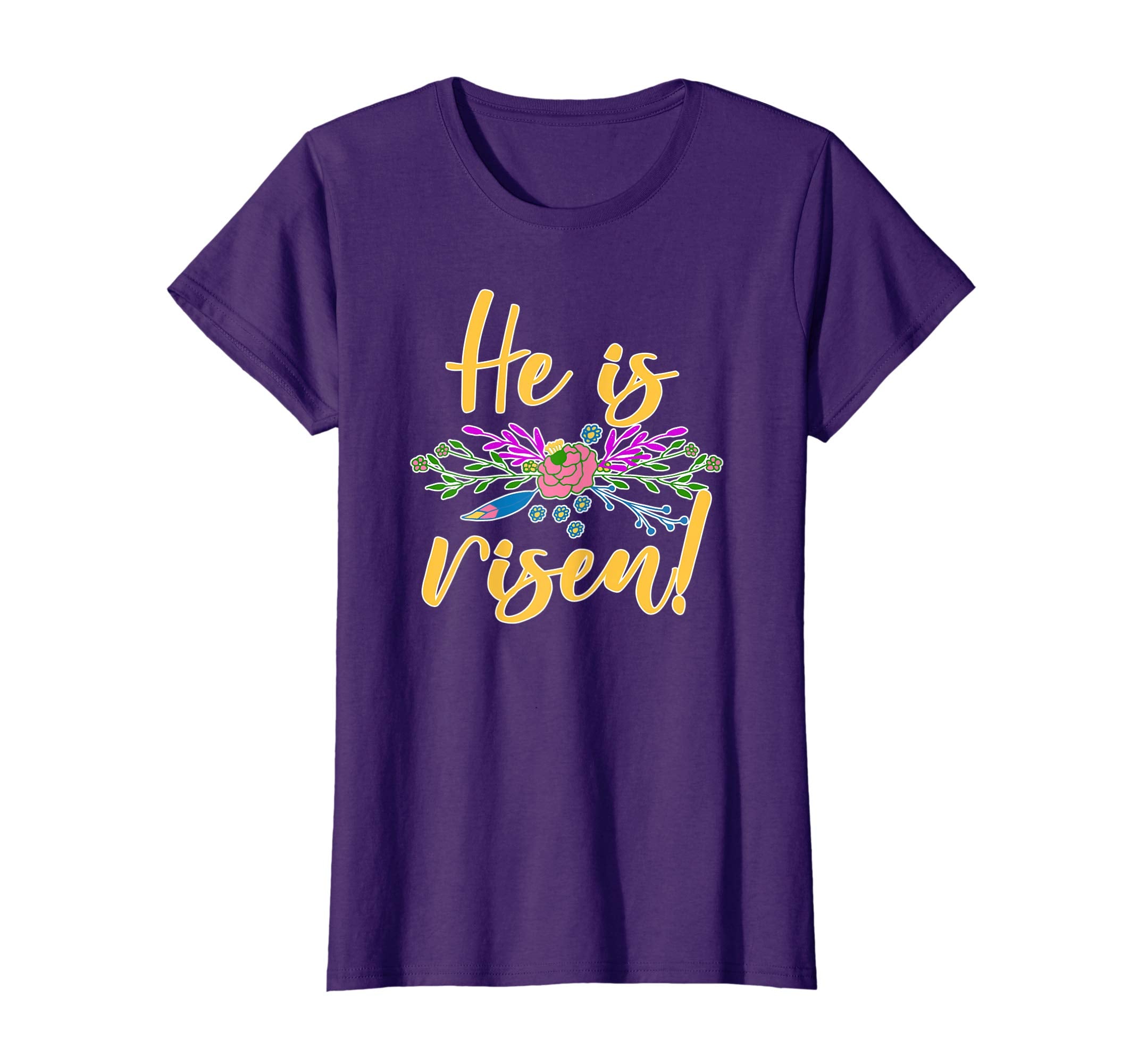 HE IS RISEN Christian Easter T-shirt Floral Detail