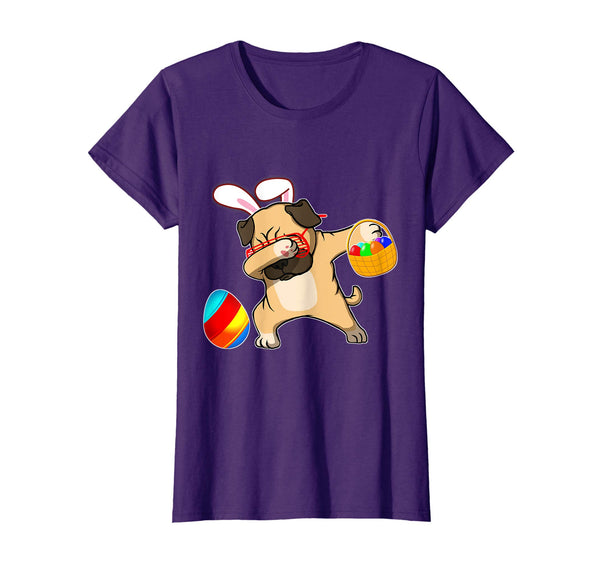 Easter Bunny Dabbing Pug Dog Tshirt Easter Egg Basket Gift