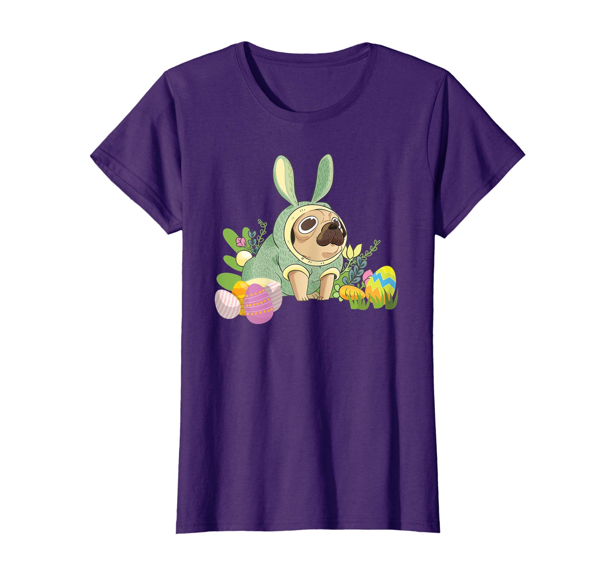 Bunny Pug Dog Easter Day Dog Lovers T-Shirt Egg Hunting