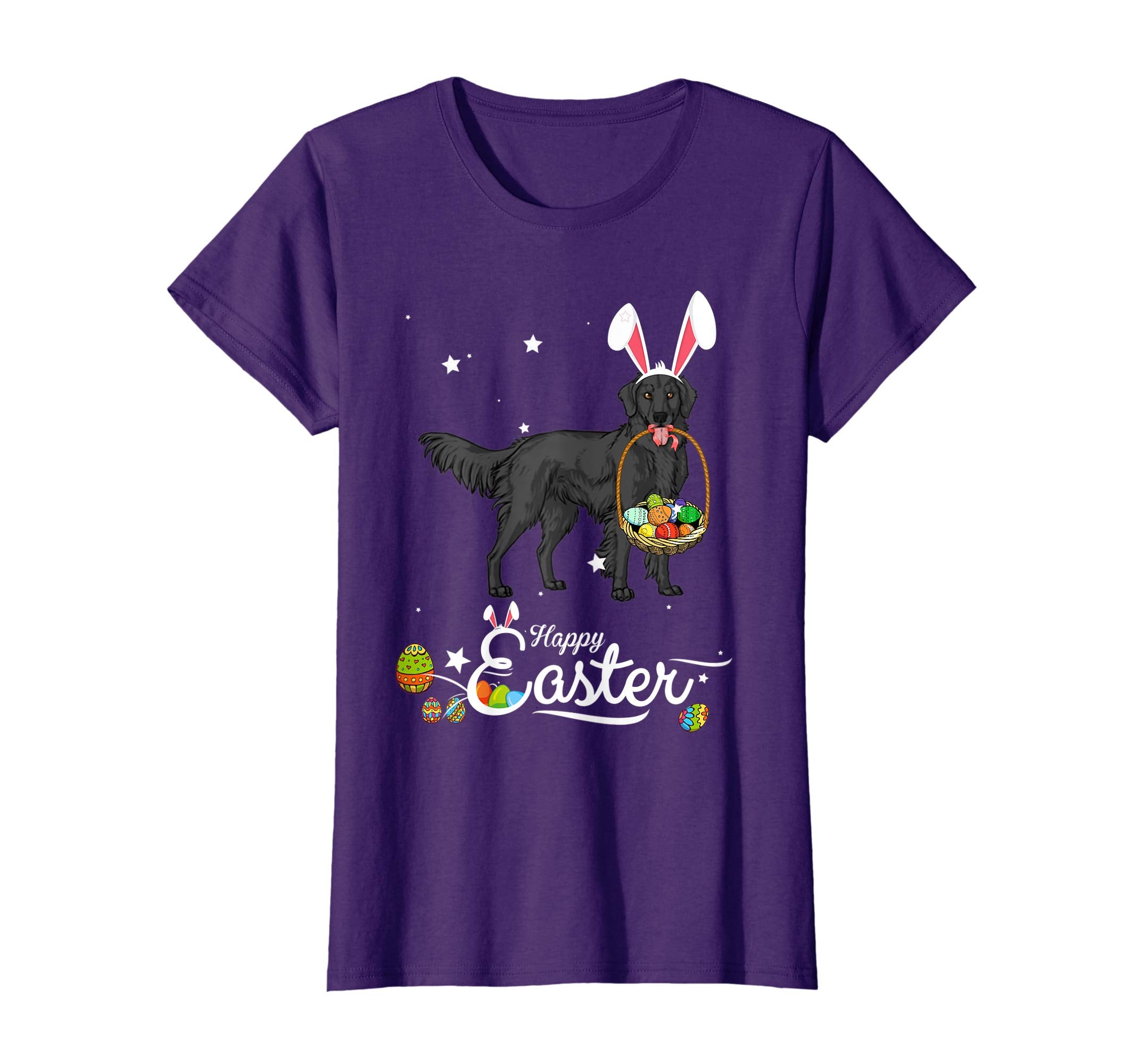 Flat Coated Dog With Bunny Hat Easter Costume T Shirt