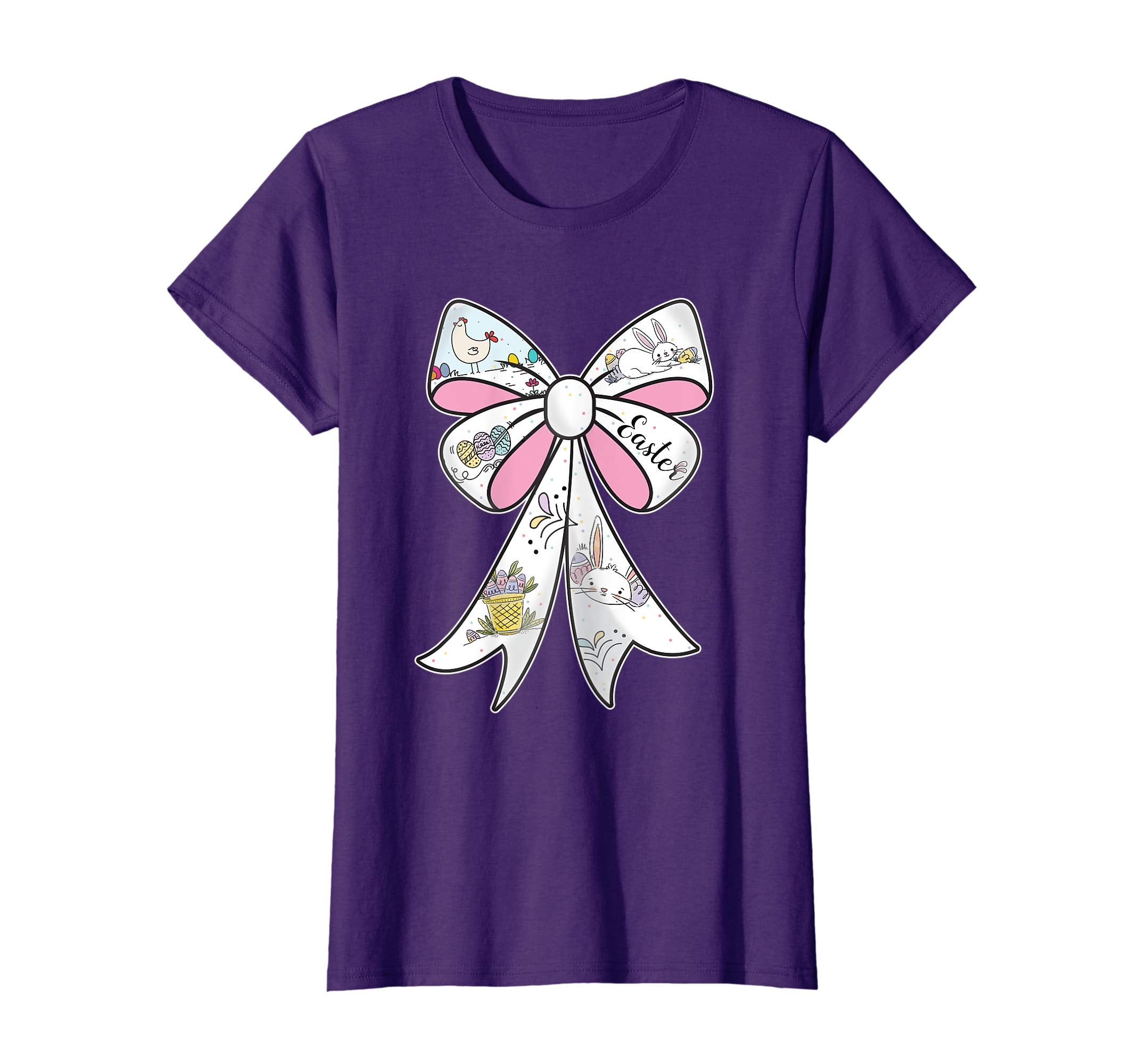 Fun Easter Bunny shirt for Girls Bow t-shirt Egg Hunt Tee