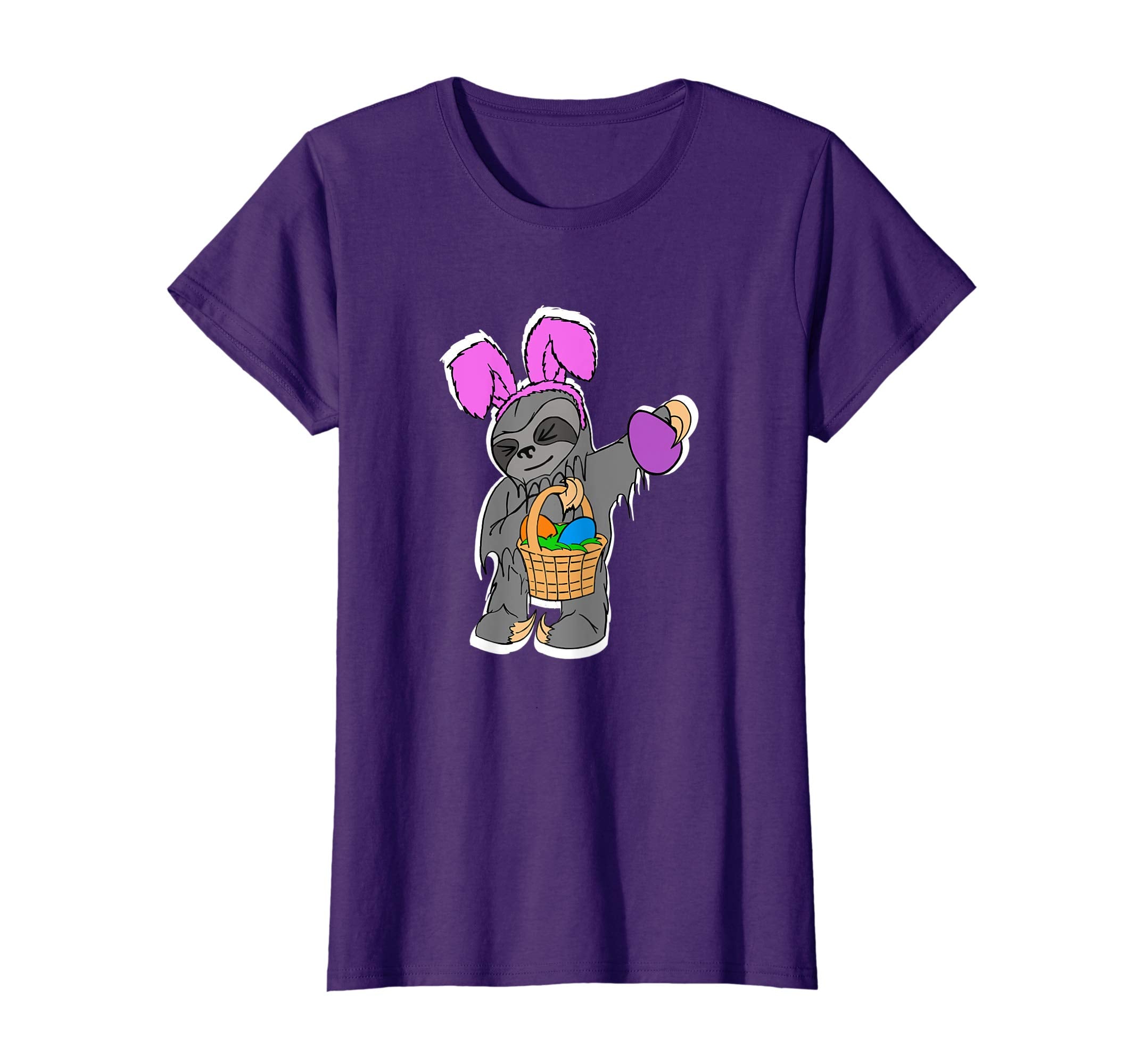 Womens Funny Sloth Bunny Shirt Cute Easter Basket Gift Idea