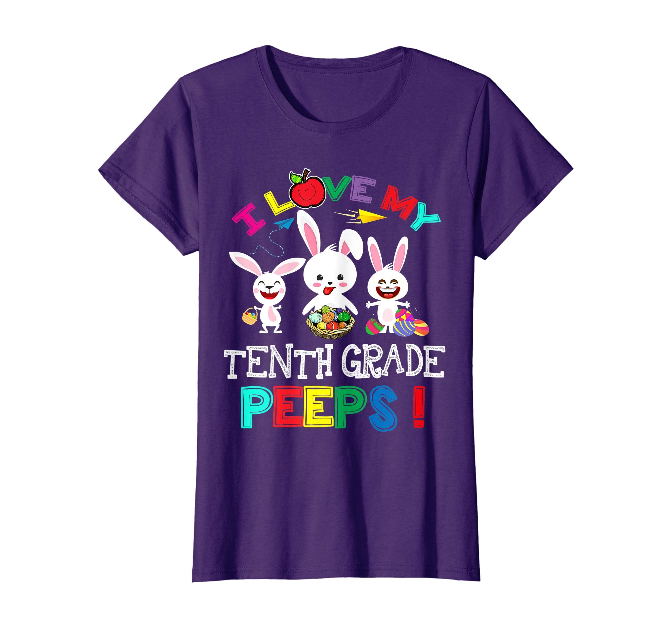 I Love My Tenth Grade Peeps Bunnies Easter Teacher T Shirt