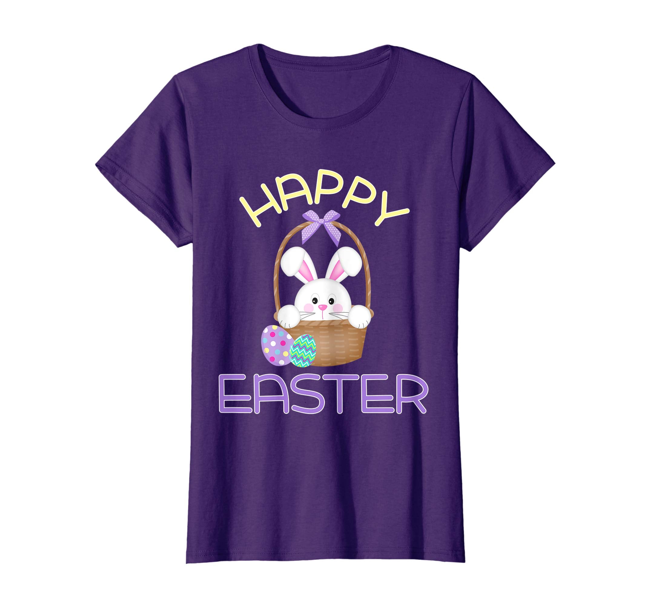 Happy Easter Shirt Bunny in Basket &amp; Eggs Easter Gift
