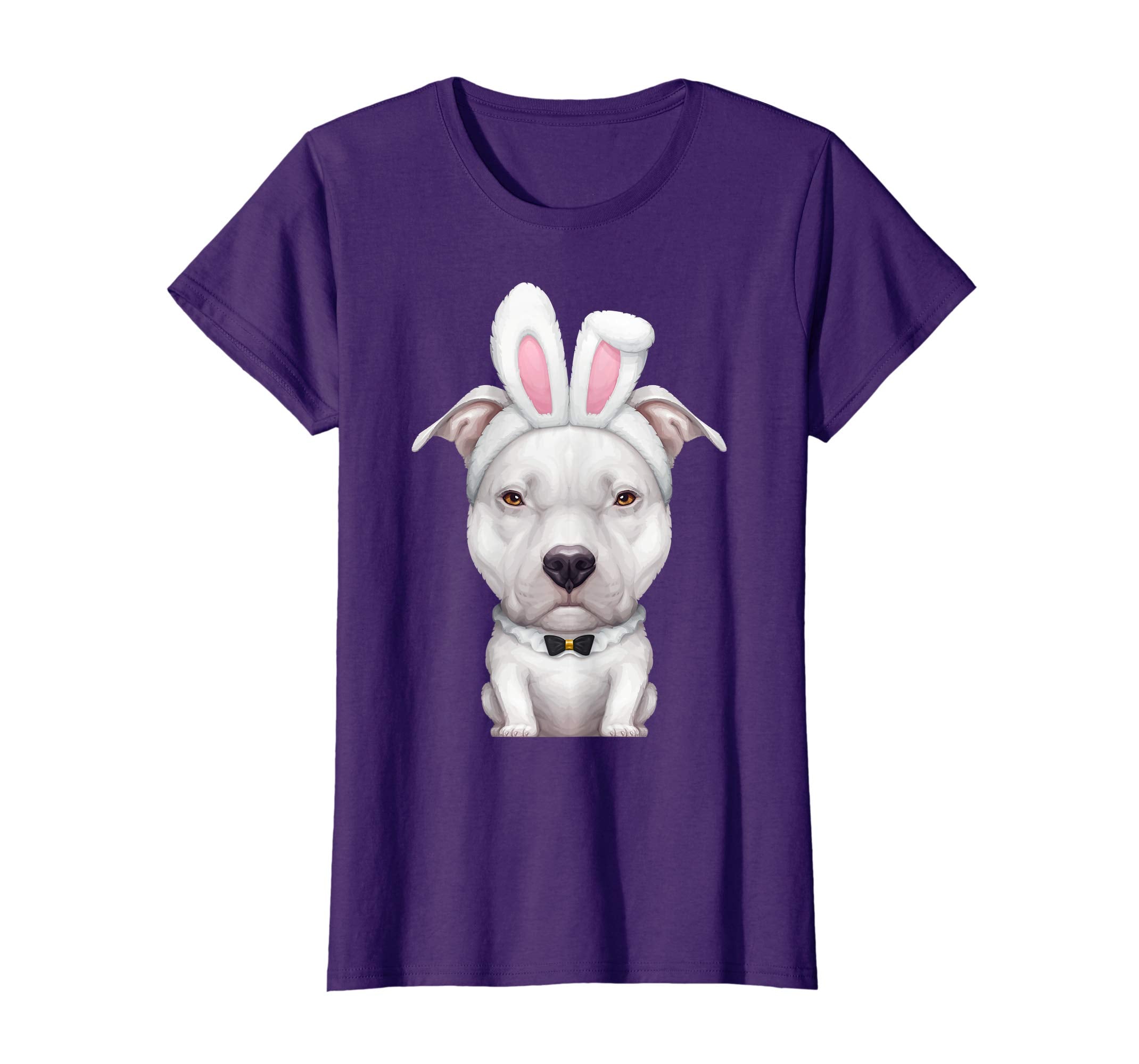 White Pit Bull Terrier in the Easter Bunny Costume T-Shirt