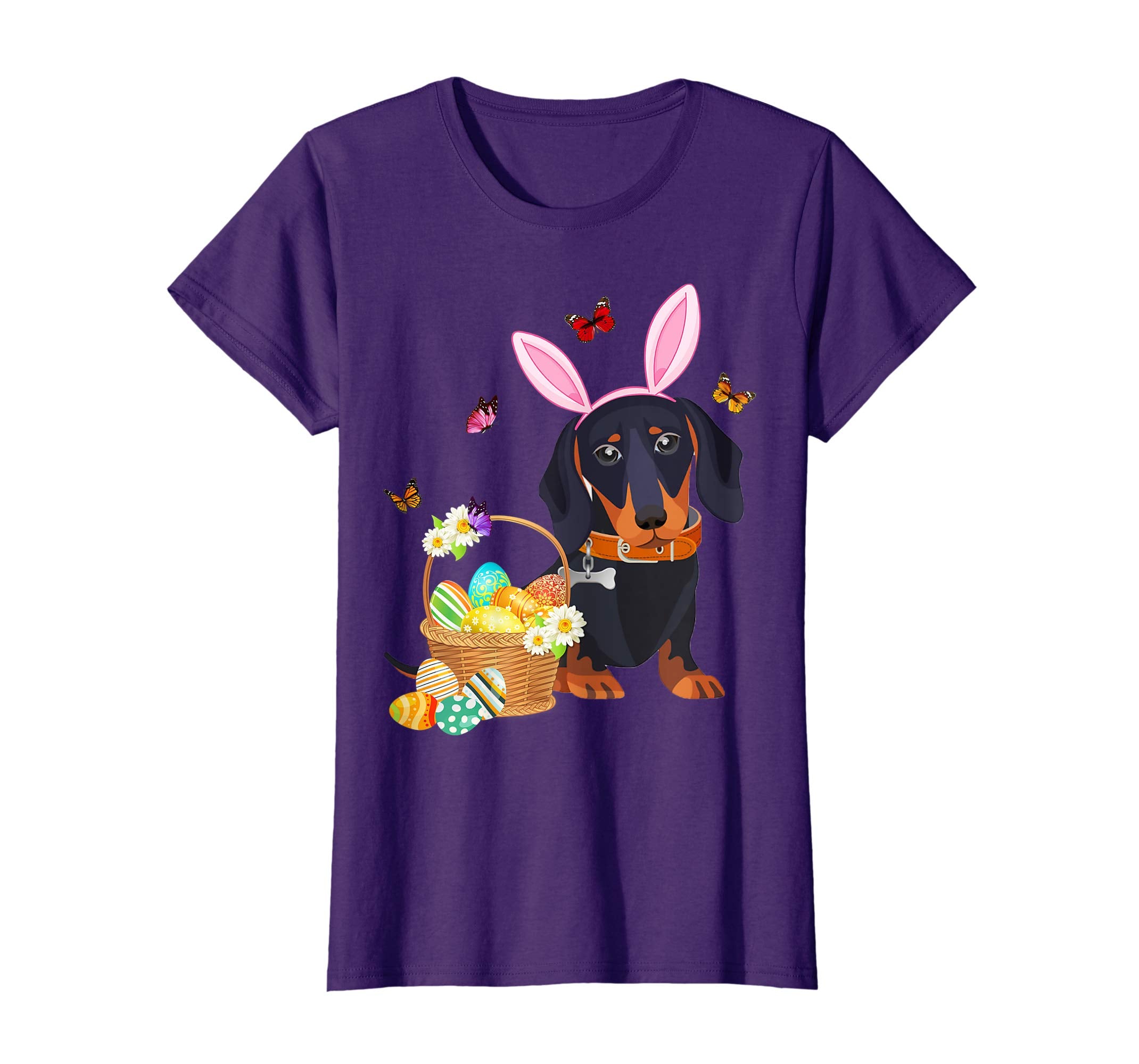 Dachshund Bunny Hat Rabbit Easter Eggs Shirt Happy Ea