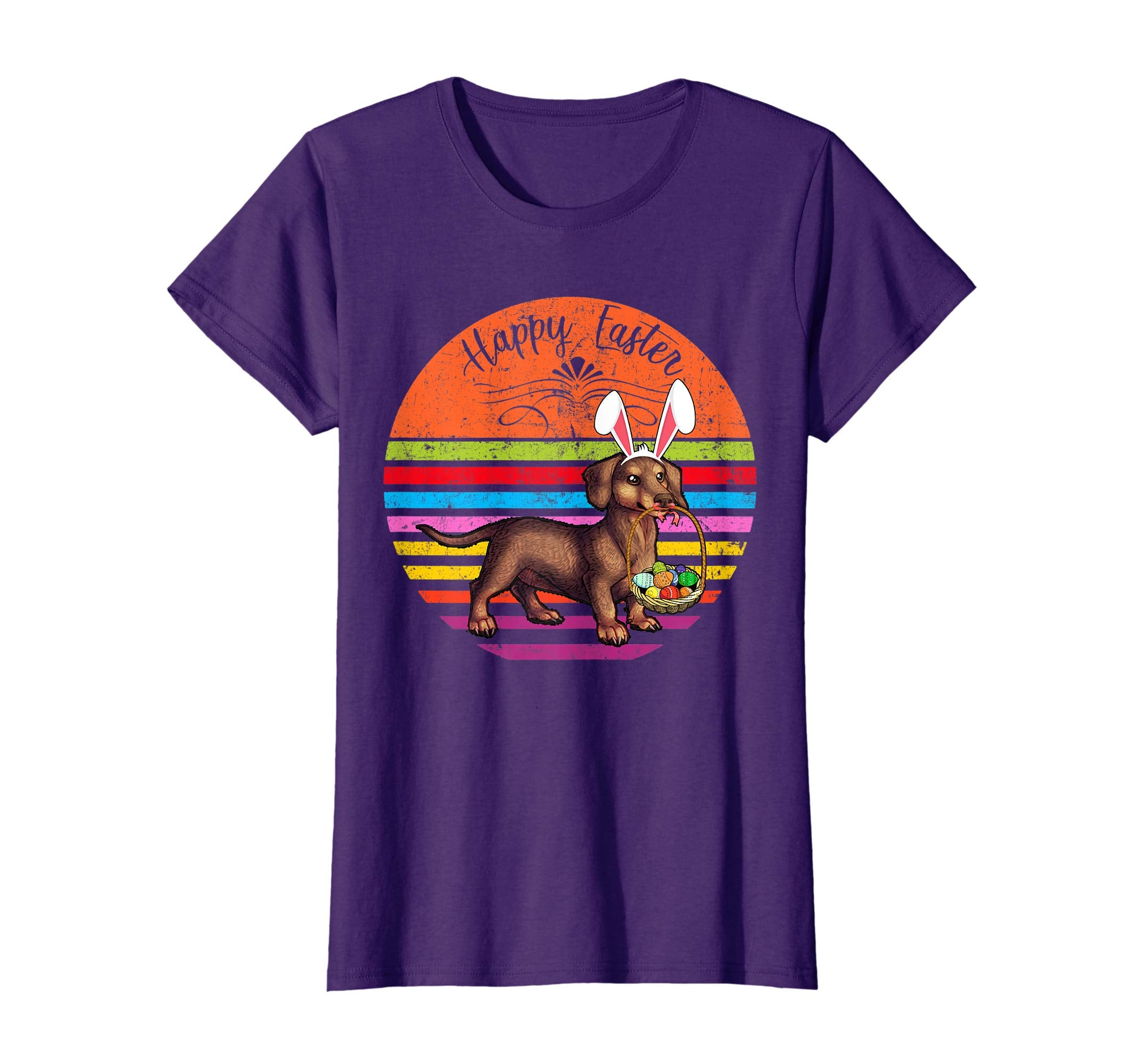 Vintage Miniature Dachshund Dog Easter Eggs Basket T Shirt