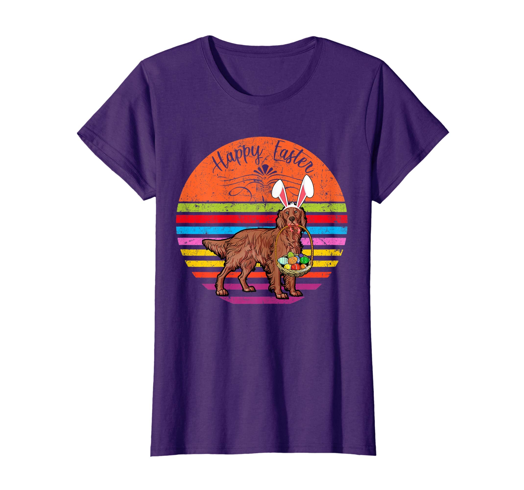 Cute Irish Setter Dog With Bunny Hat Happy Easter Eggs Shirt