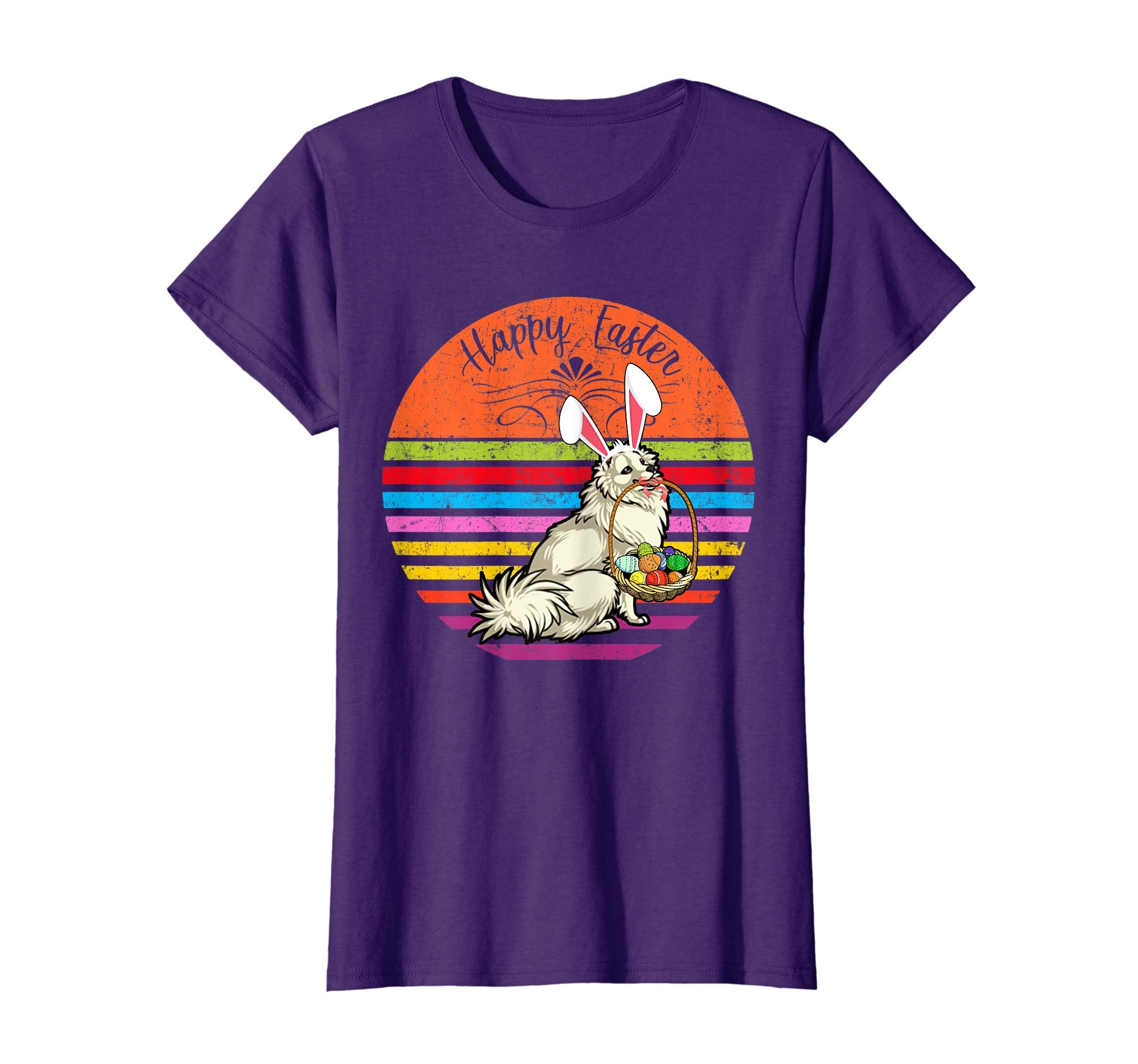 Cute Eskimo Dog With Bunny Hat Happy Easter Eggs T Shirt
