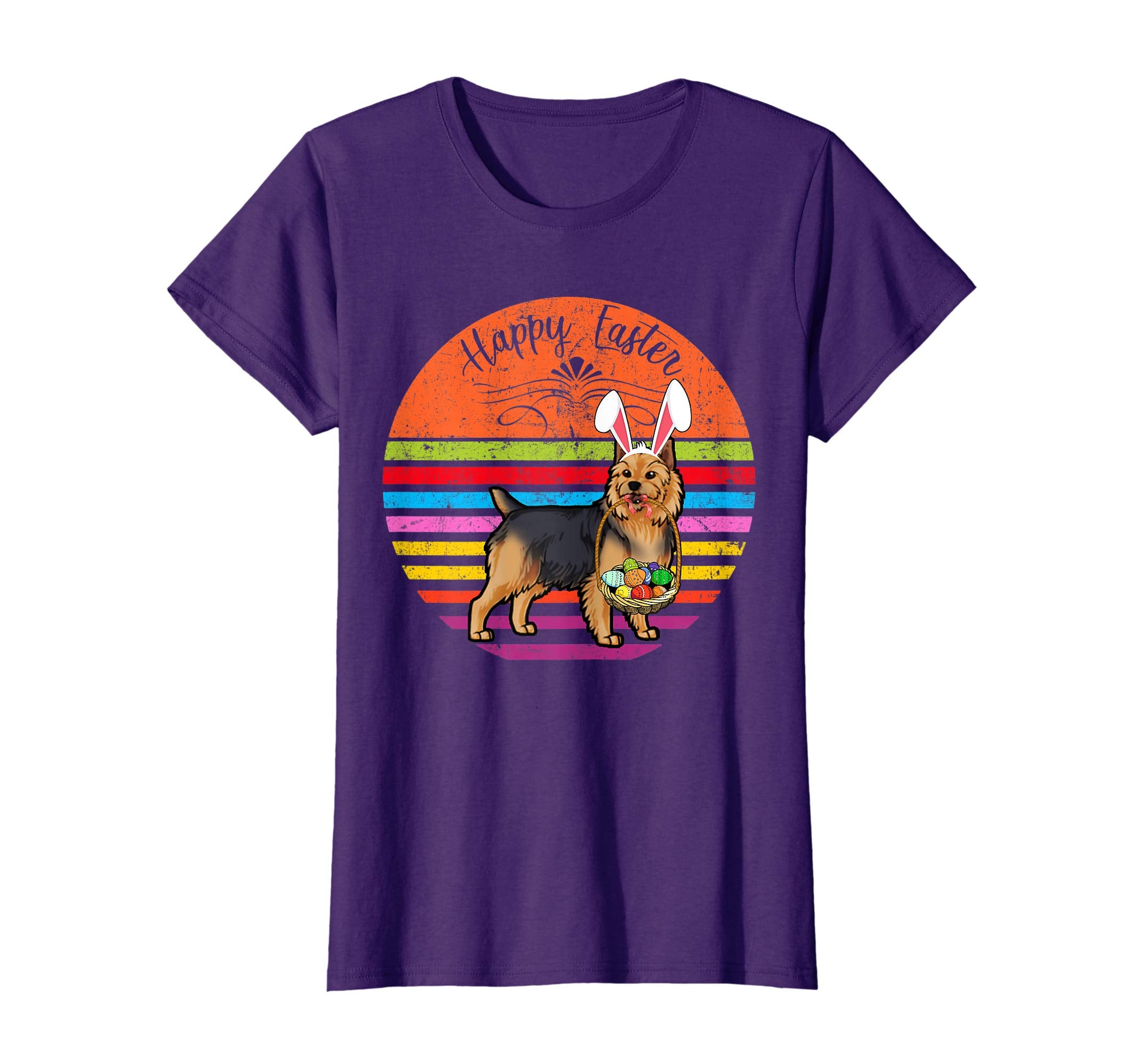 Cute Australian Terrier Dog With Bunny Hat Easter Eggs Shirt