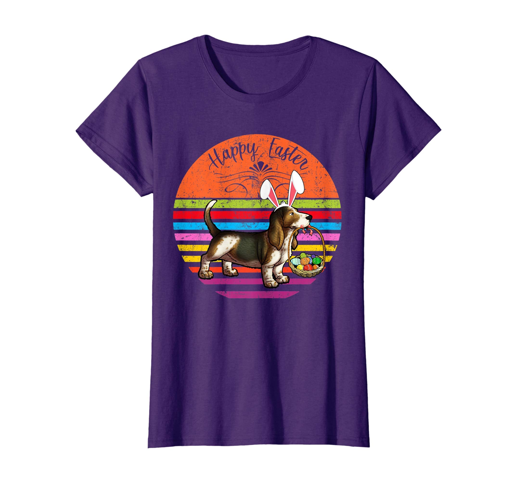 Vintage Basset Hound Dog Easter Eggs Basket T Shirt