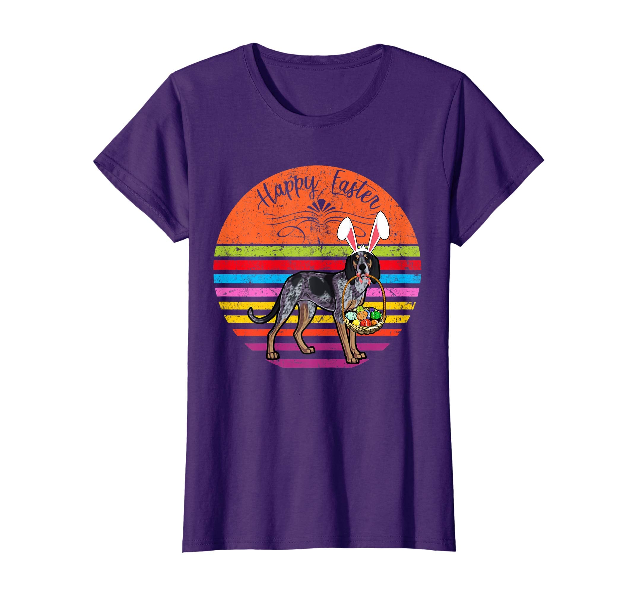 Cute Bluetick Coonhound Dog With Bunny Hat Easter Eggs Shirt