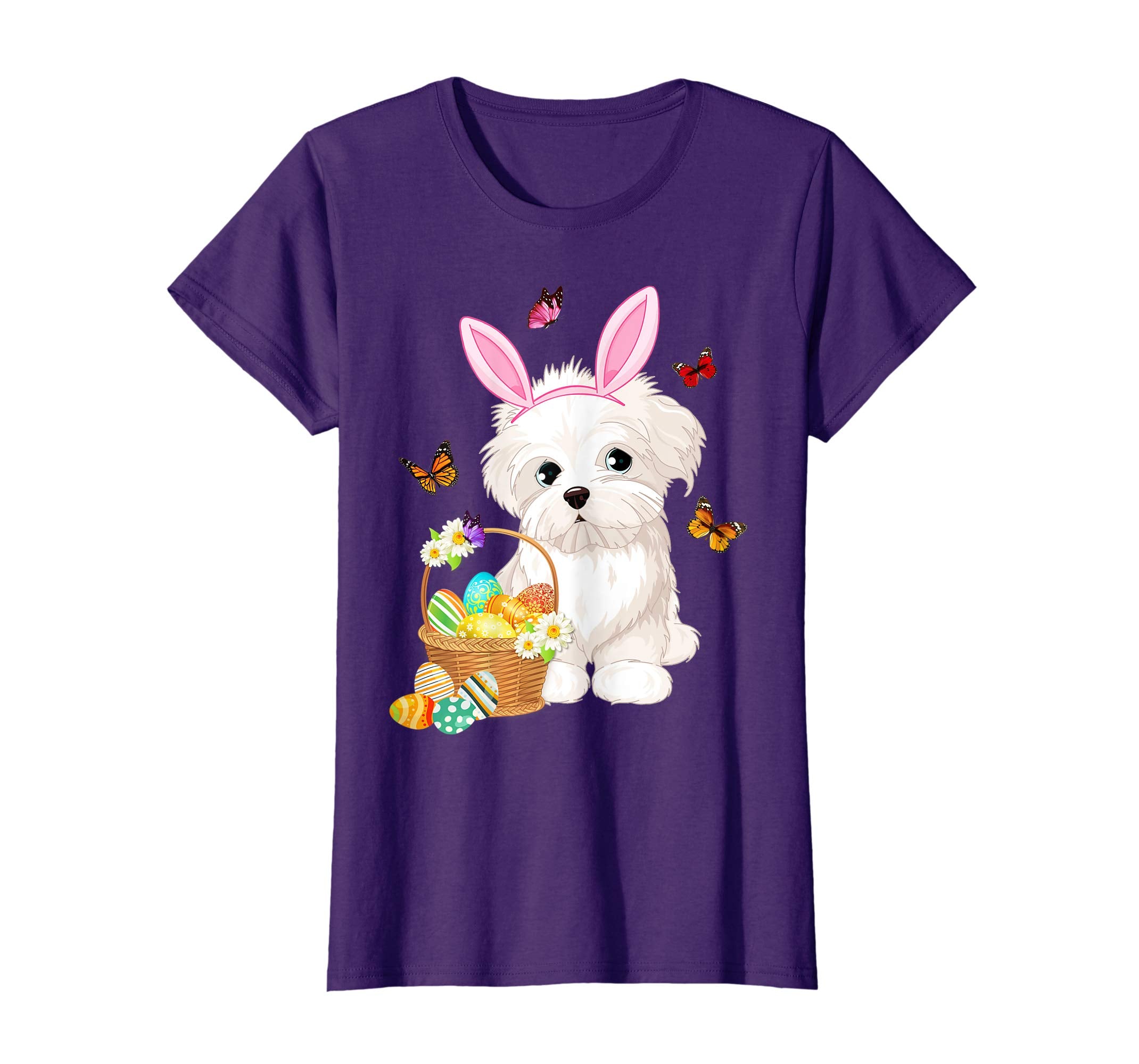 Maltese Bunny Hat Rabbit Easter Eggs Shirt Happy Ea