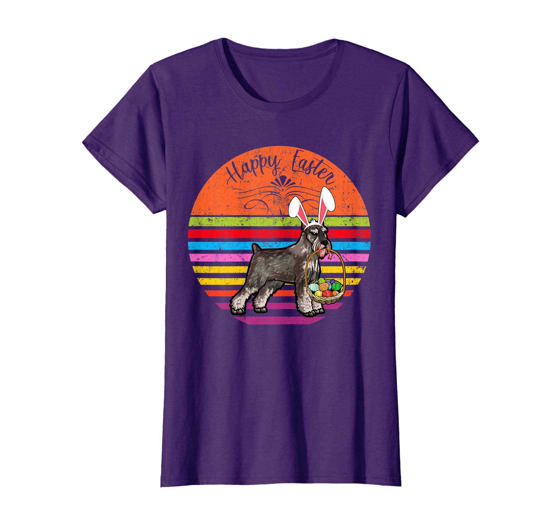 Cute Standard Schnauzer Dog With Bunny Hat Easter Eggs Shirt