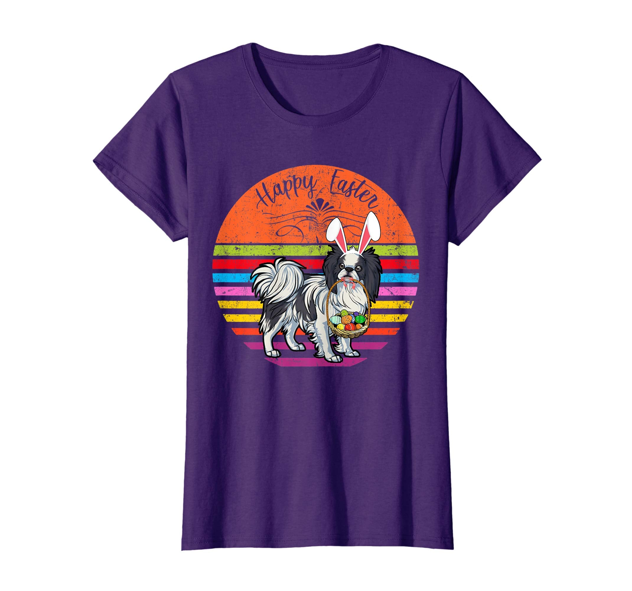 Cute Japanese Chin Dog With Bunny Hat Easter Eggs T Shirt