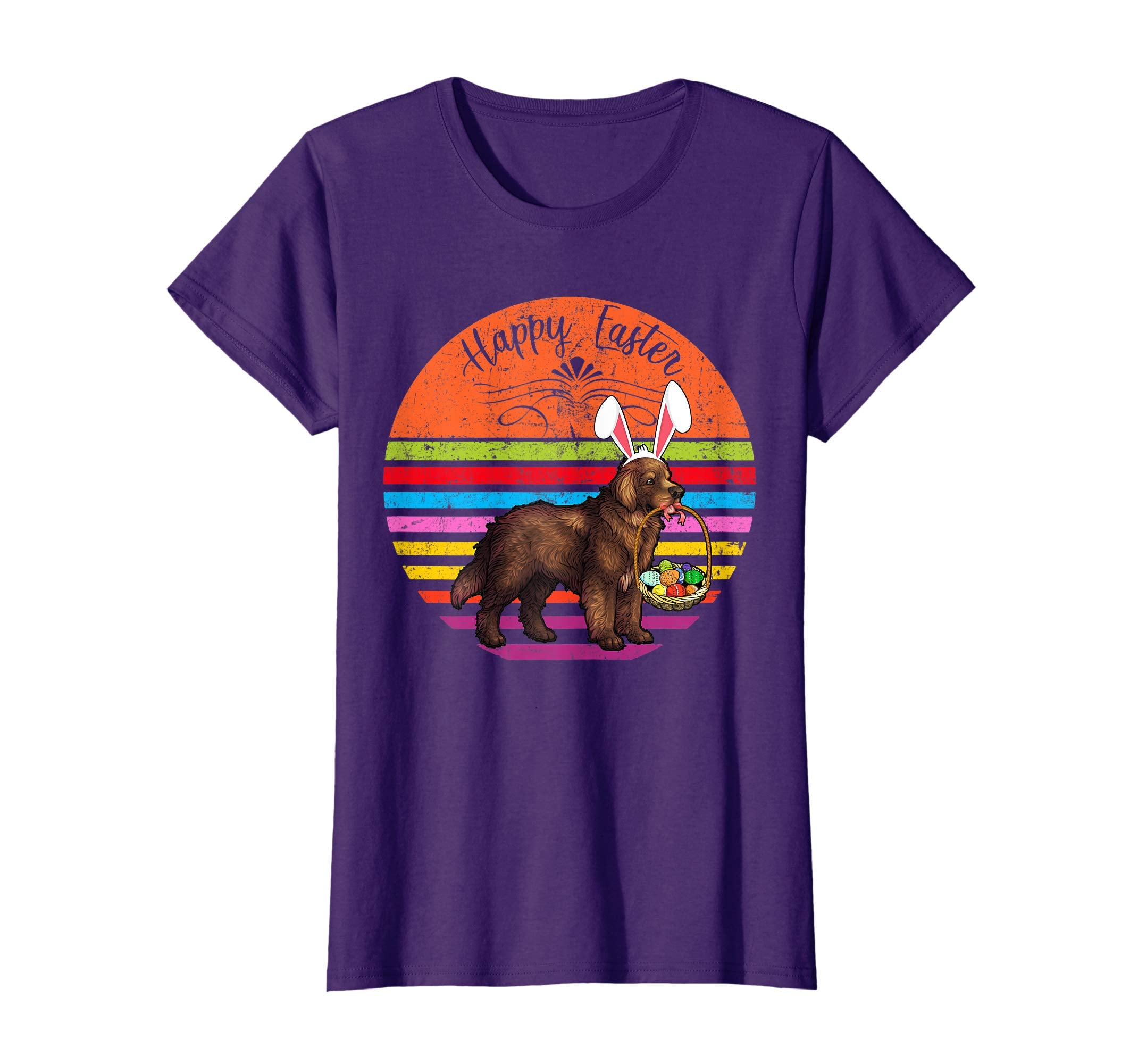 Vintage Newfoundland Dog Easter Eggs Basket T Shirt