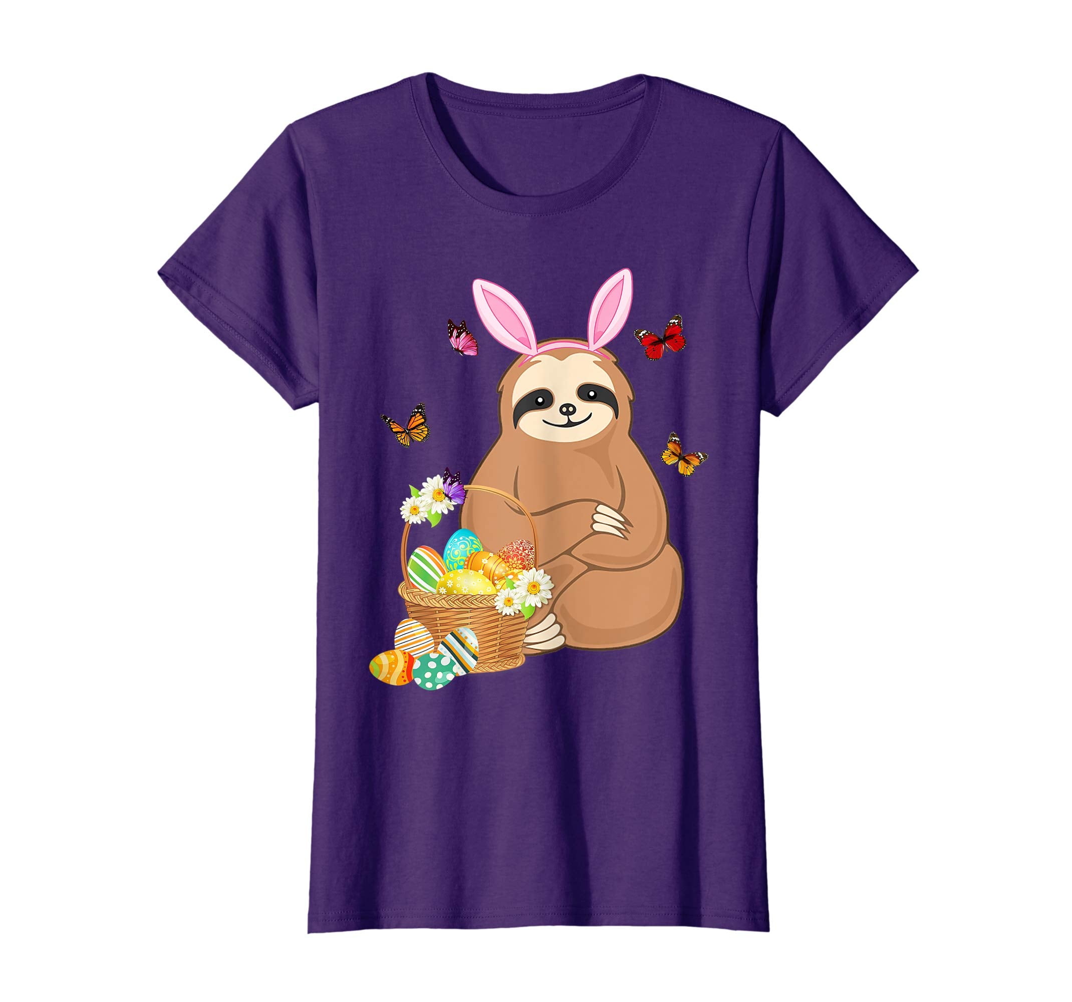 Sloth Bunny Hat Rabbit Easter Eggs Shirt Happy Ea