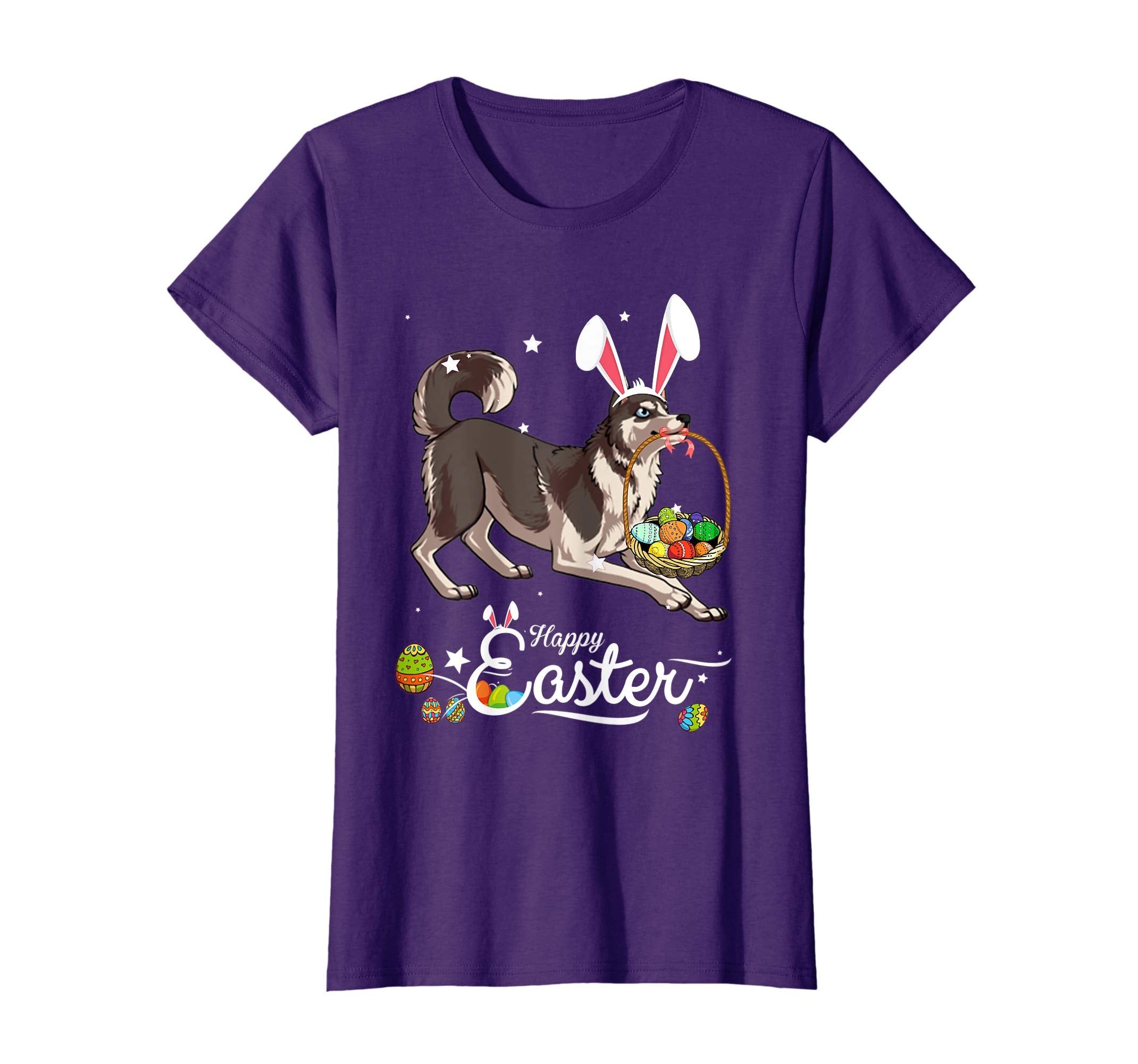 Siberian Husky Dog With Bunny Hat Easter Costume T Shirt