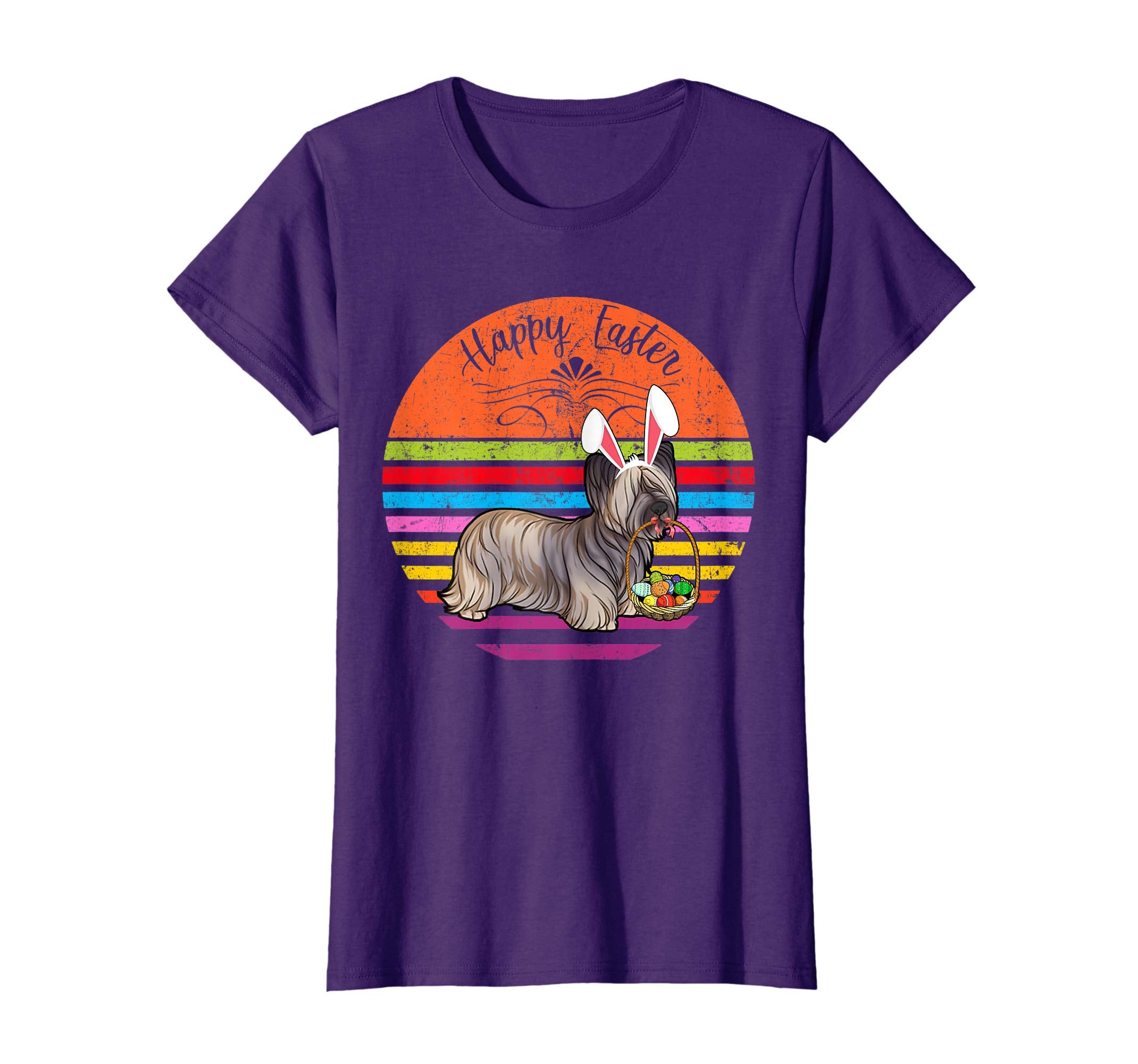 Cute Skye Terrier Dog With Bunny Hat Happy Easter Eggs Shirt