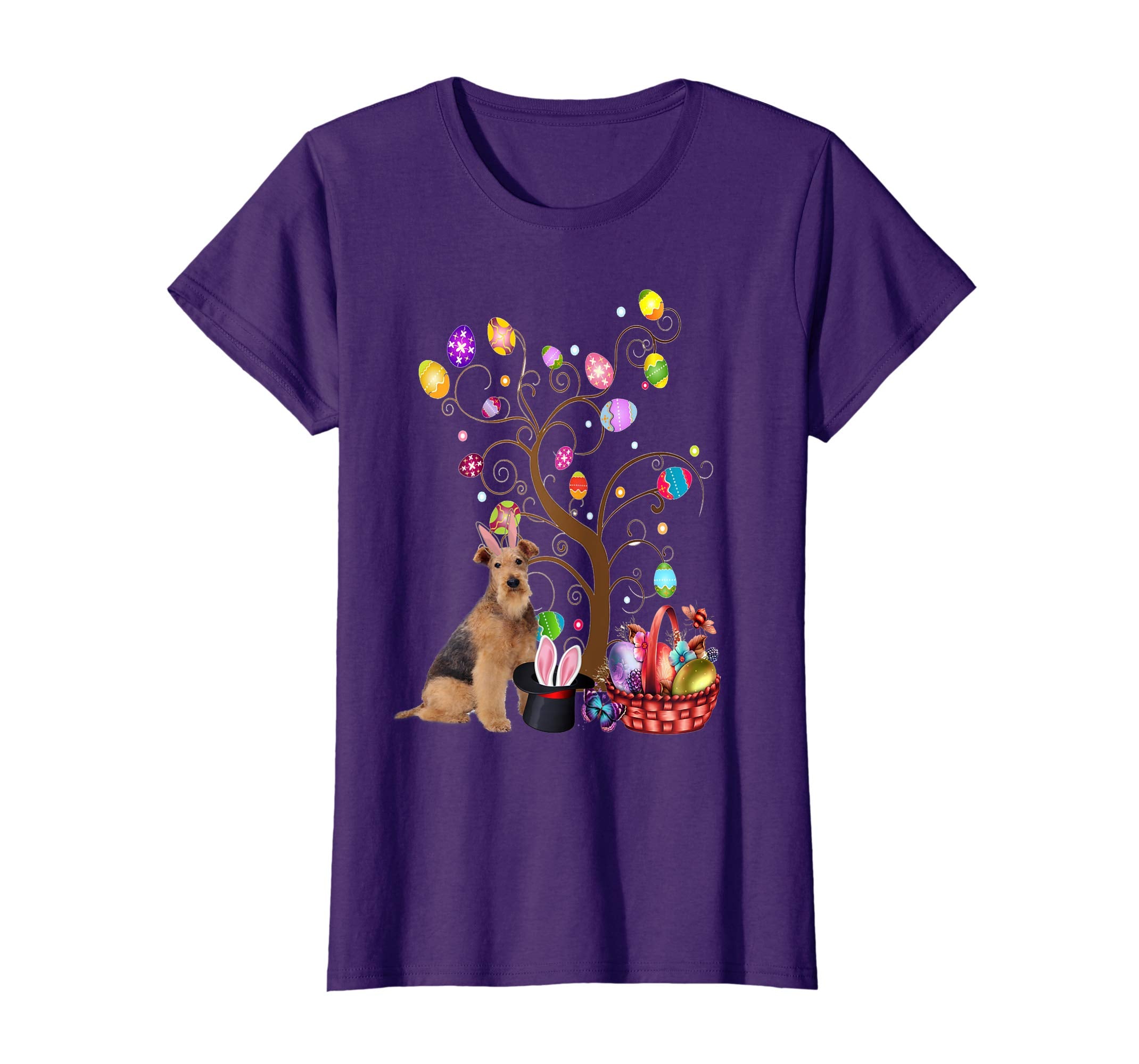 Bunny Airedale Terrier Dog Easter Day Hunting Egg T-Shirt