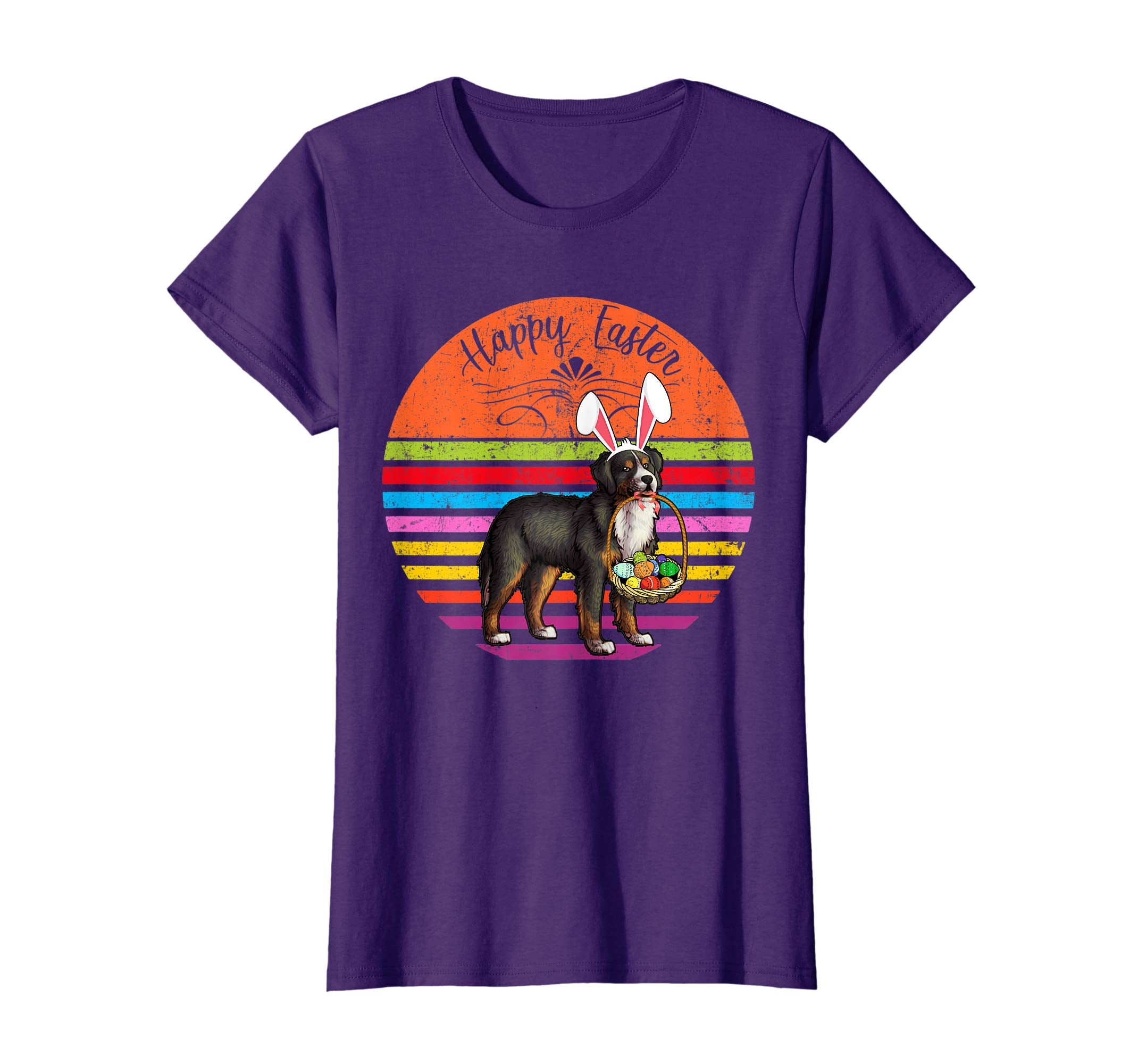 Vintage Bernese Mountain Dog Easter Eggs Basket T Shirt