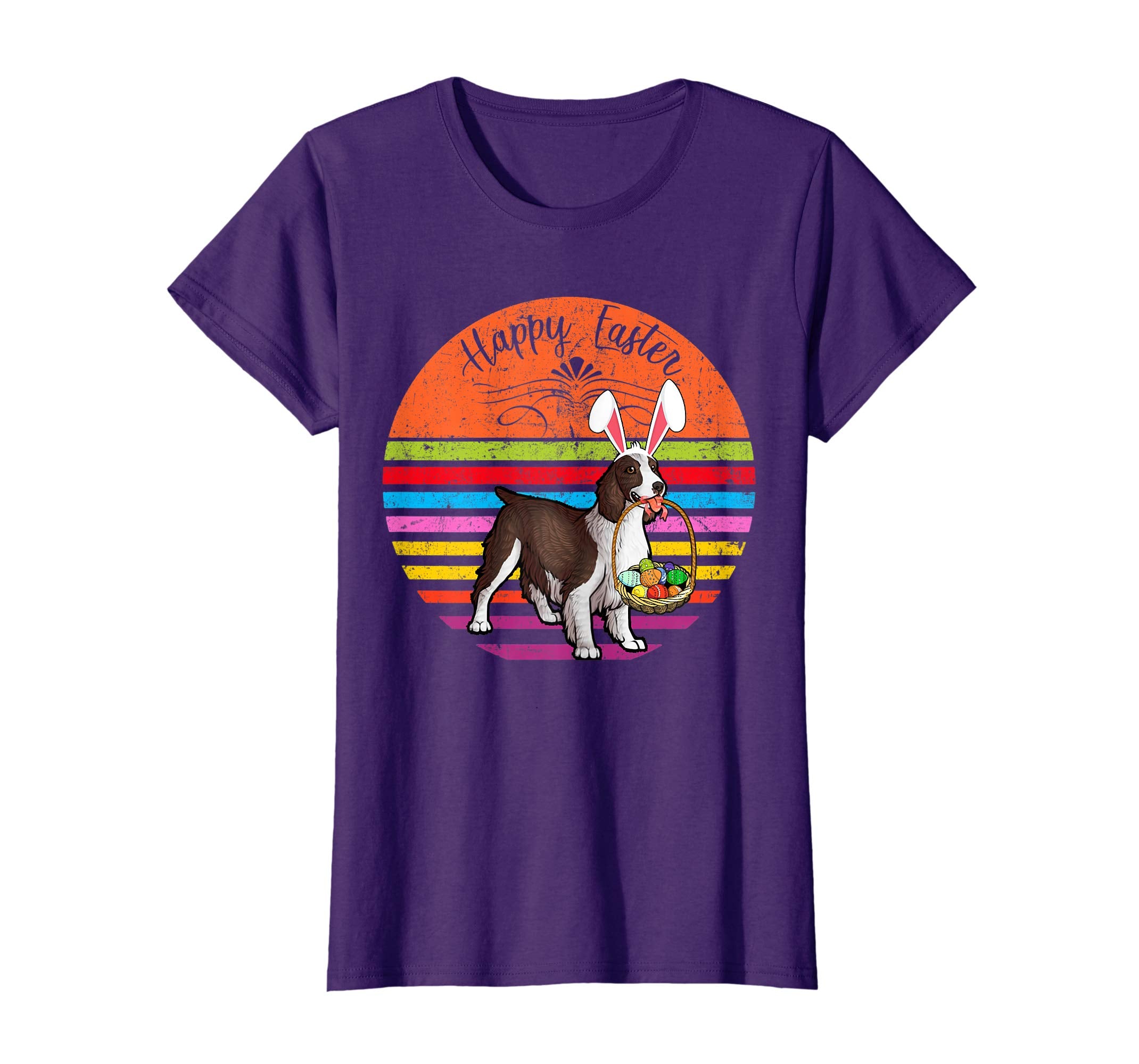 Vintage Springer Spaniel Dog Easter Eggs Basket T Shirt