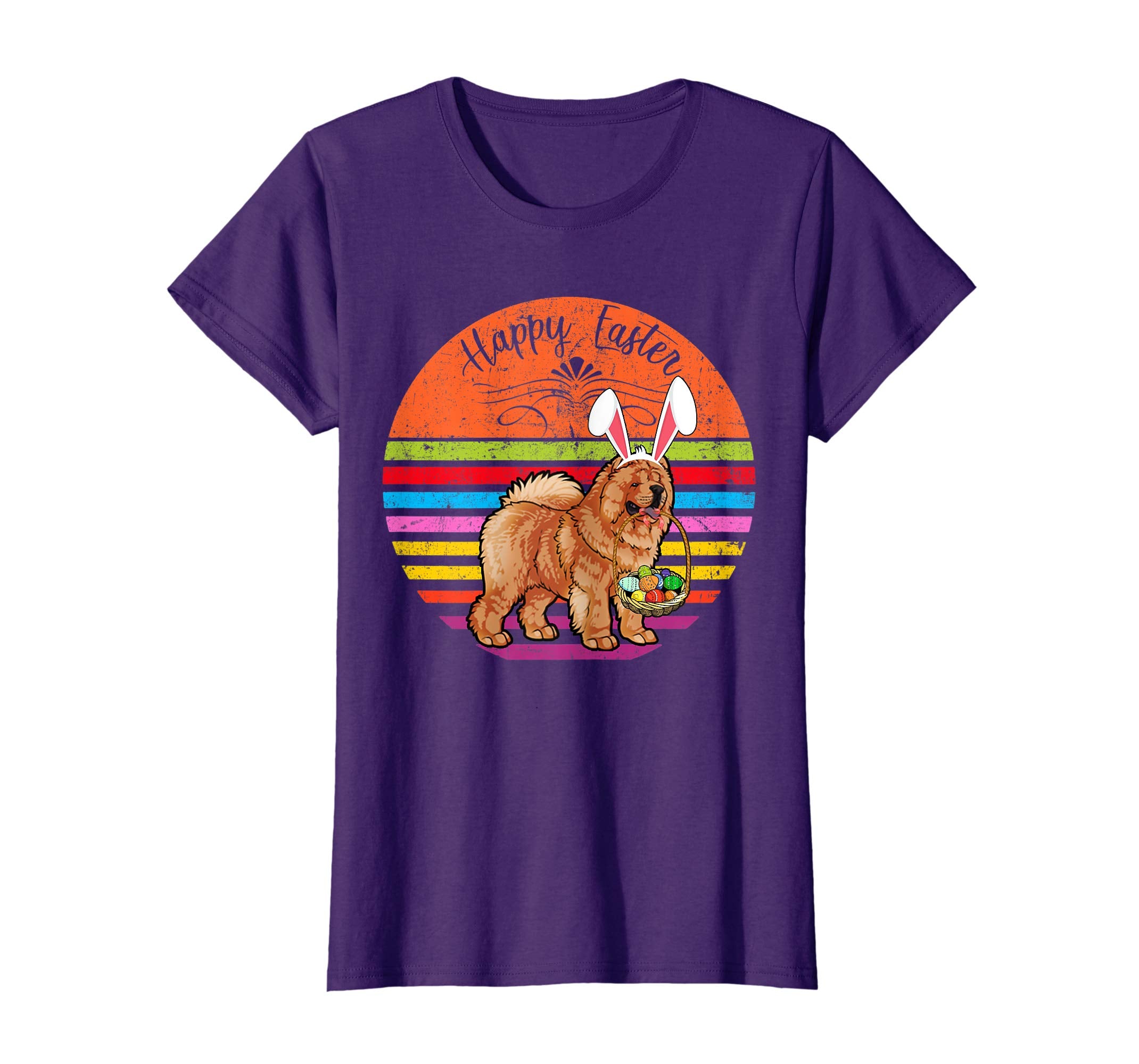 Cute Chow Chow Dog With Bunny Hat Happy Easter Eggs T Shirt