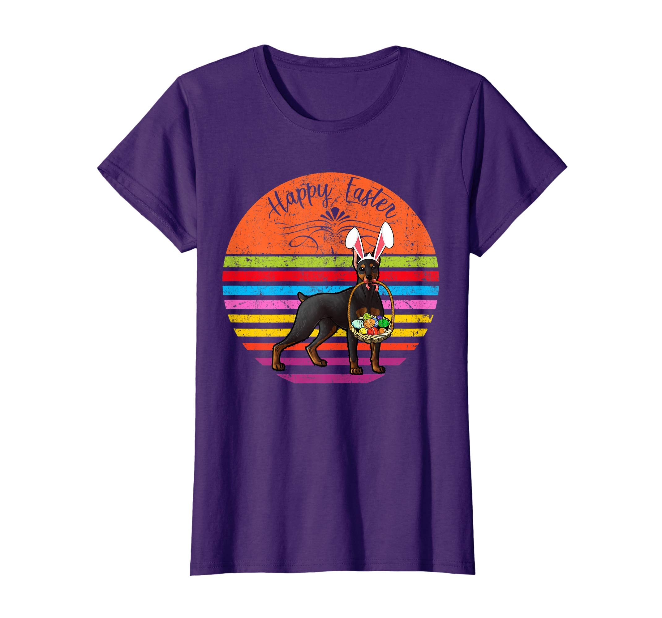 Vintage Doberman Pinscher Dog Easter Eggs Basket T Shirt