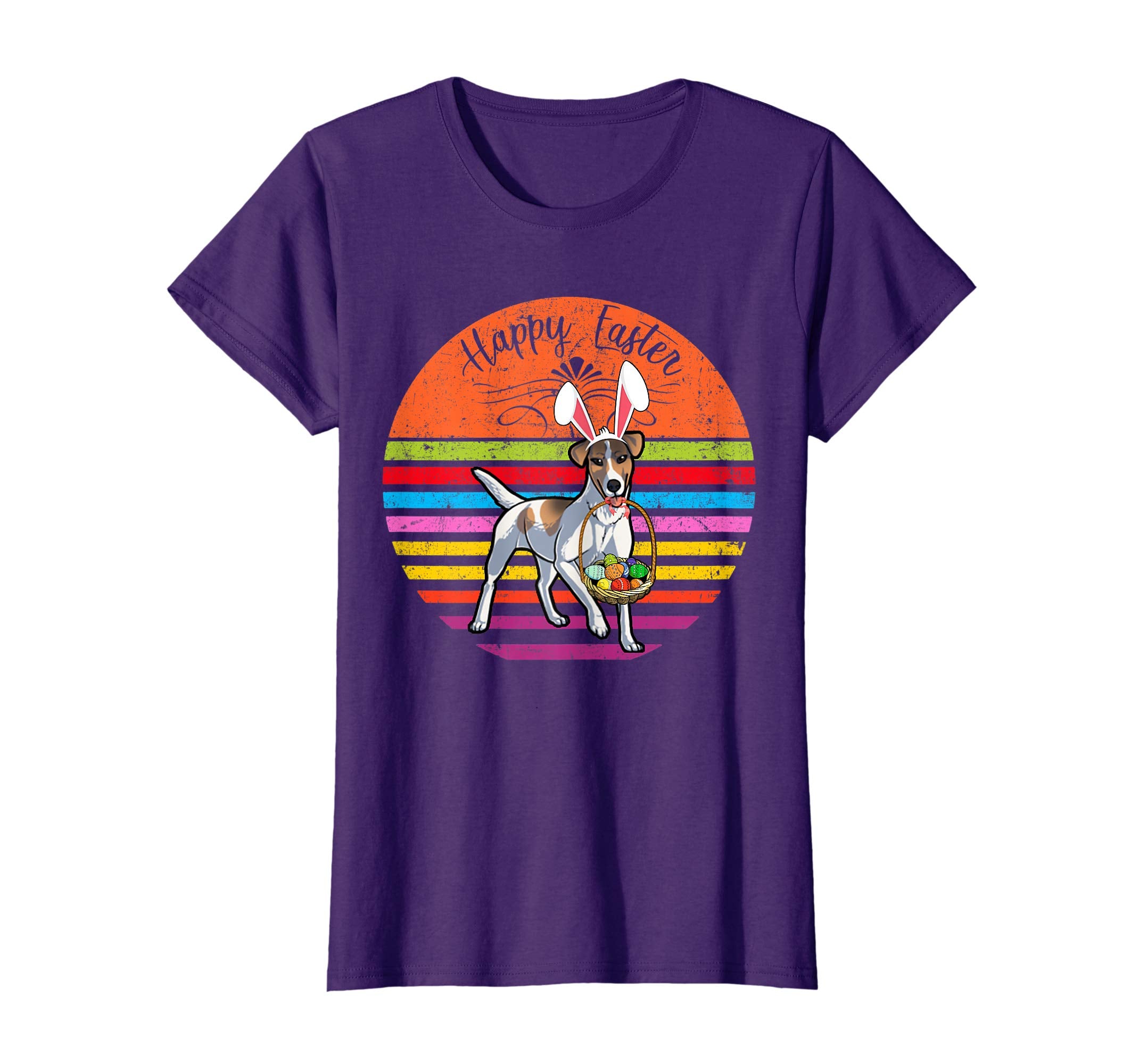 Cute Smooth Fox Terrier Dog With Bunny Hat Easter Eggs Shirt
